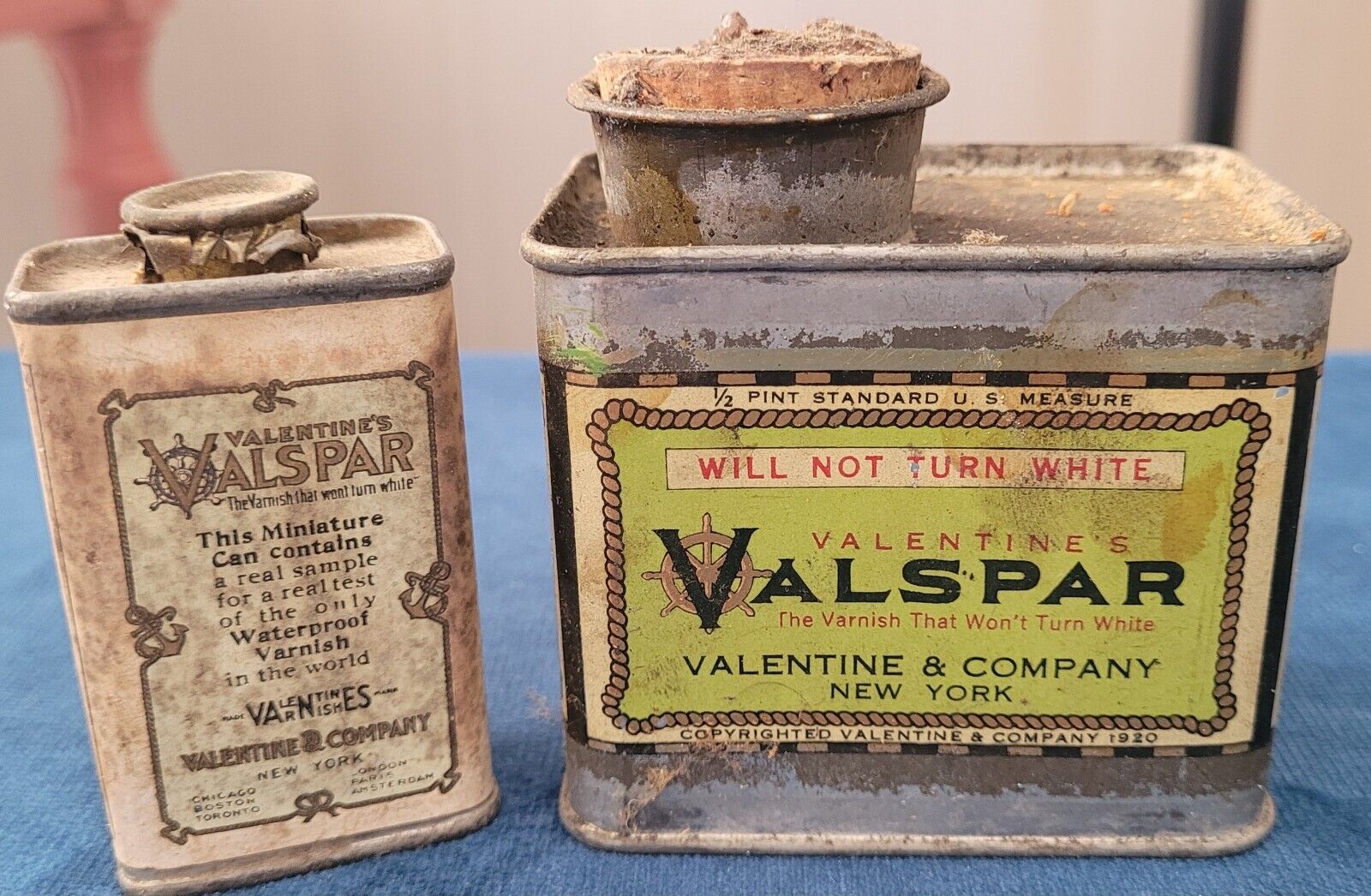 Vintage Antique Valspar Varnish Can Tin Valentine & Co. New York Paint 1930s