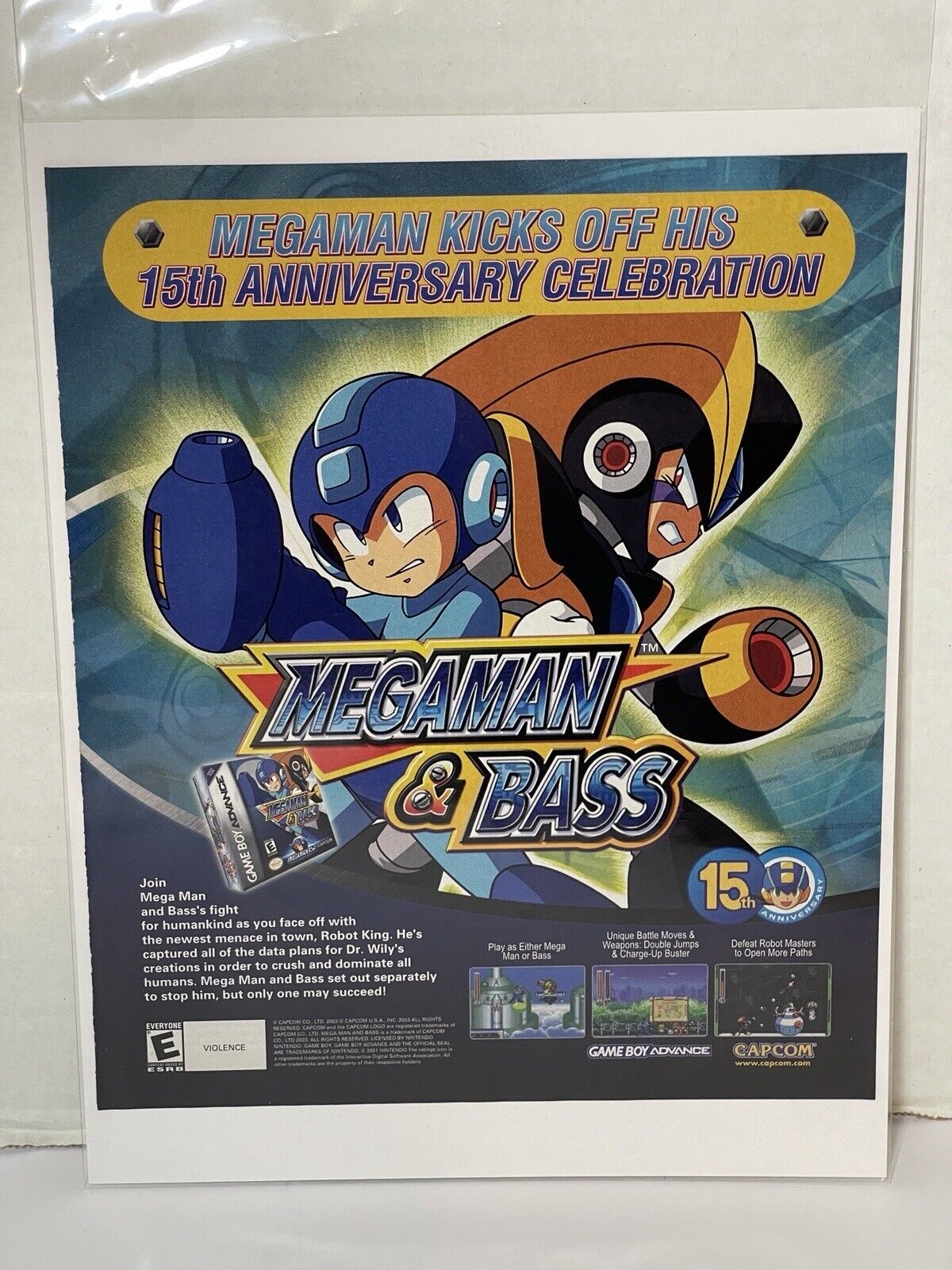2003 Mega Man & Bass GBA Vintage Print Ad/Poster Official Authentic CAPCOM Art