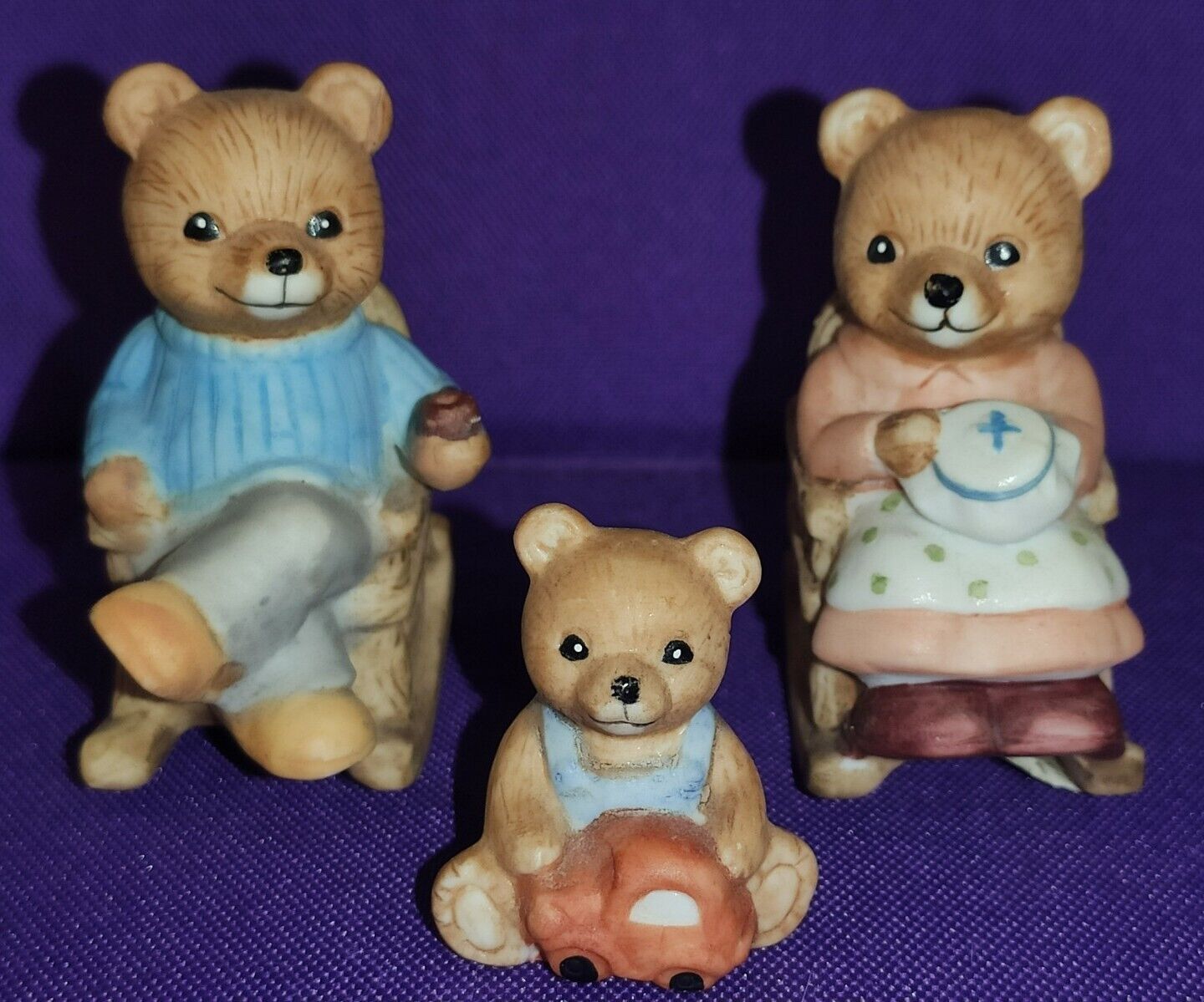 Vintage Homco Miniature Bears Lot Of 3 **As-is Read**