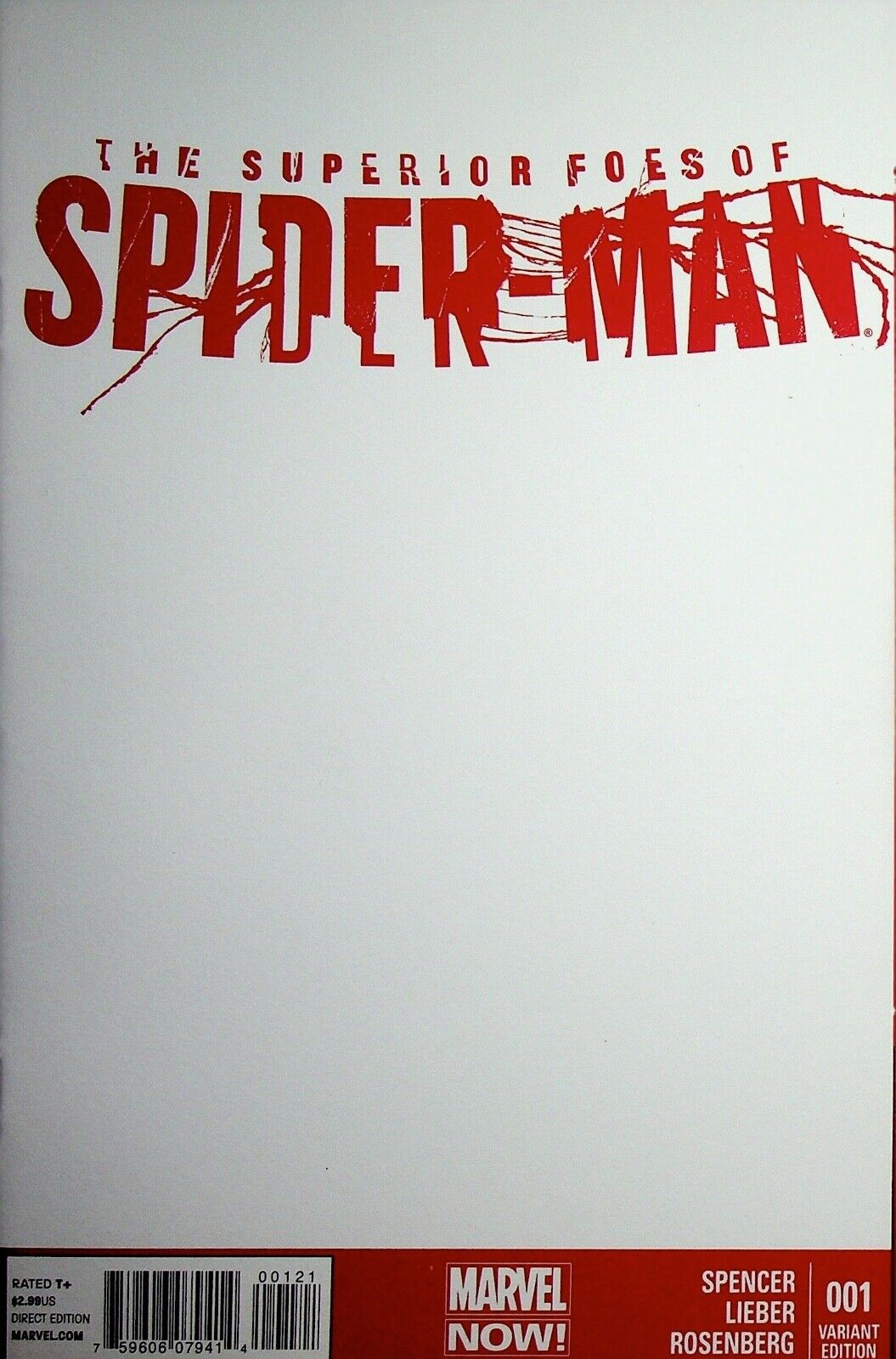 The Superior Foes of Spider-Man #1 Blank Sketch Variant 2013 Marvel Comics NM