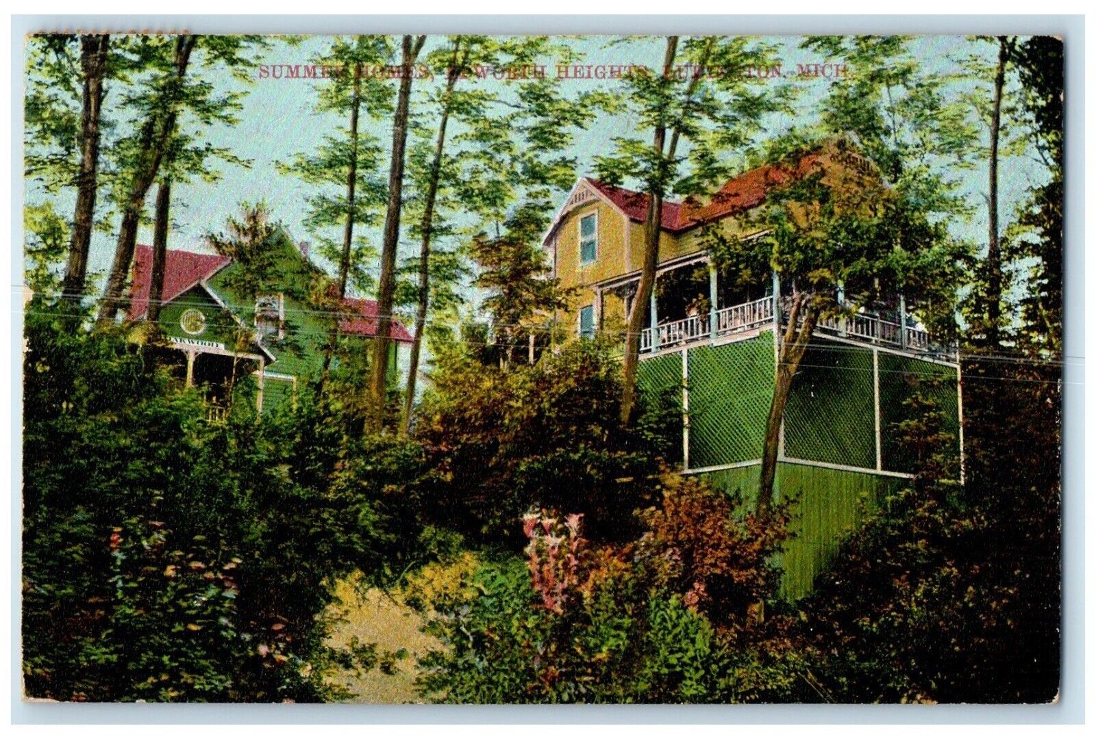 1909 Summer Homes Epworth Heights Ludington Michigan MI Antique Vintage Postcard