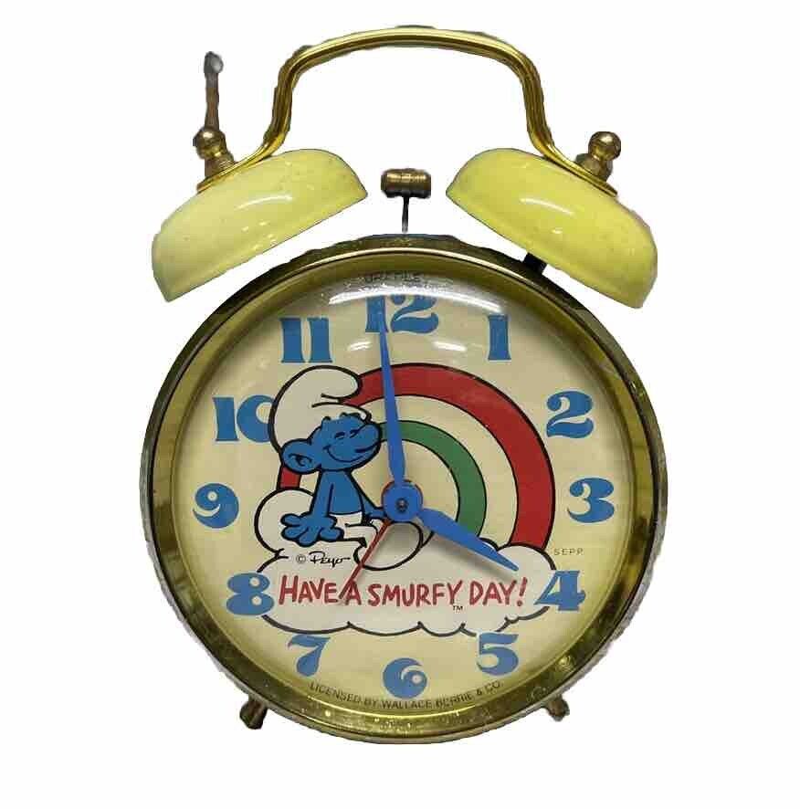 Vintage 1980’s Smurf Double Bell Alarm Clock Bradley