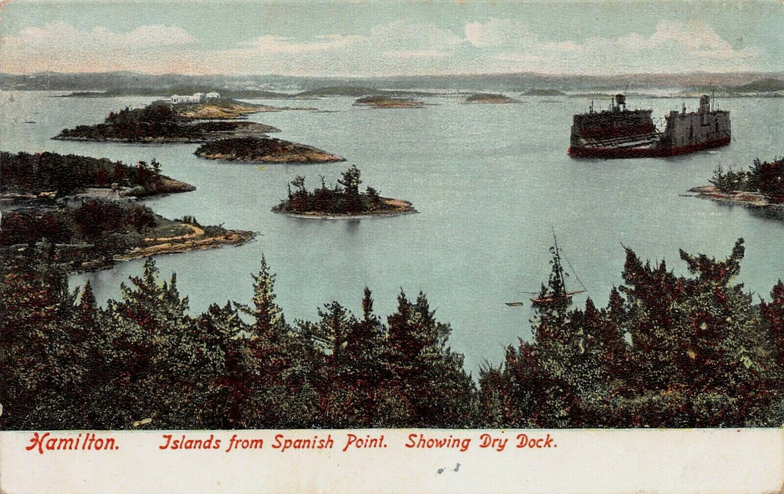 View of Islands from Spanish Point, Hamilton, Bermuda, 1907 Postcard, Used