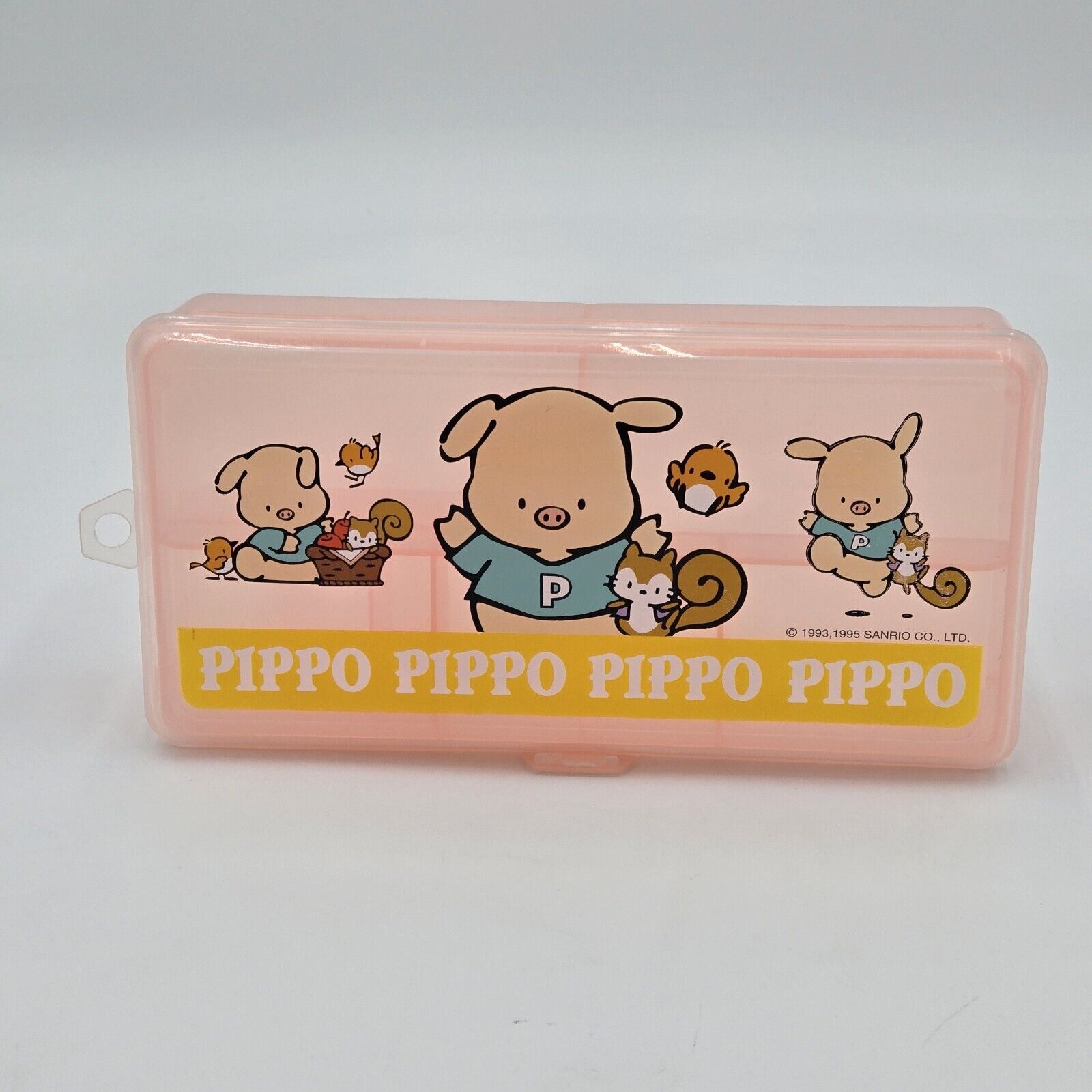 RARE Vintage Sanrio Pippo Pig Pink Pencil Box Organizer Case w Tray 1995 #531