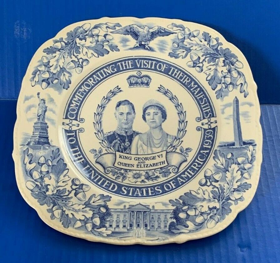 1939 King George Queen Elizabeth United States Visit Royal Ivory China Plate