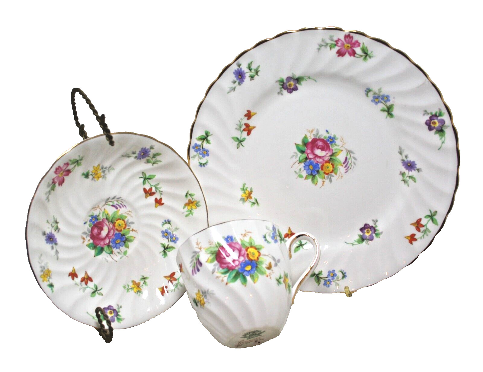 Vintage Tea Cup, Saucer, Plate Set Tuscan Fine English Bone China Bouquet #7200