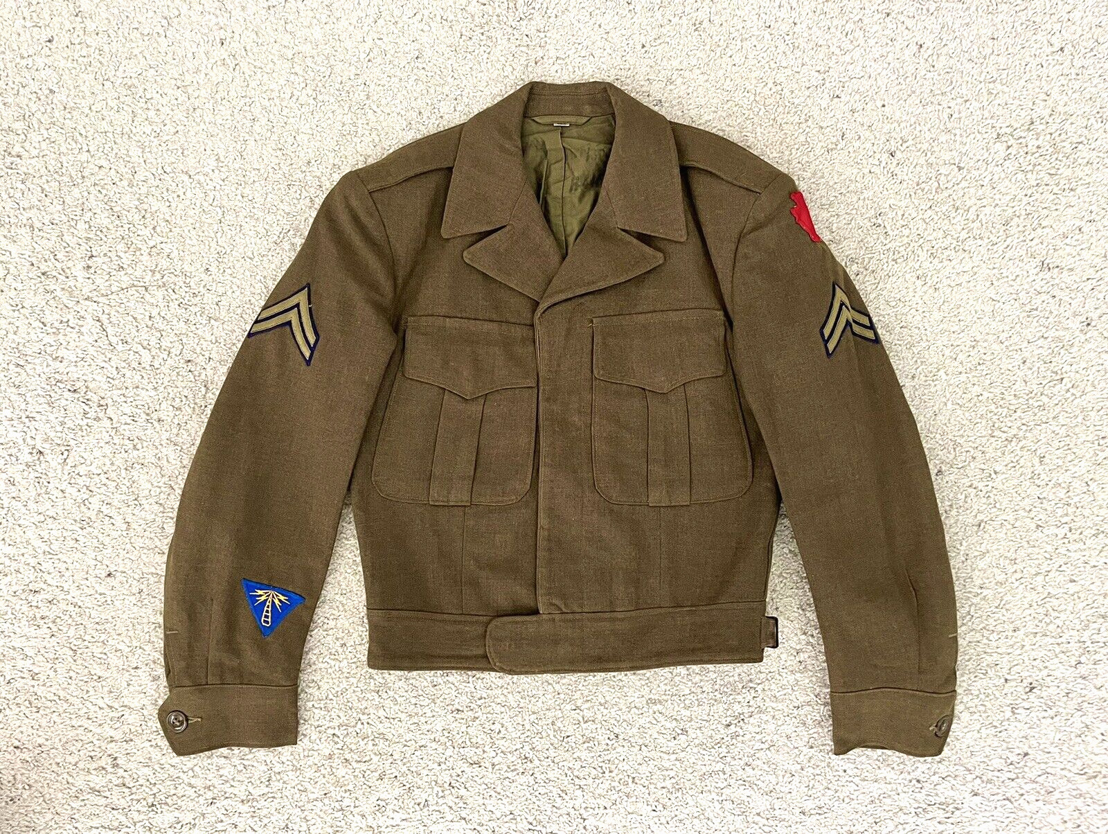 US Army Eisenhower Ike Jacket Wool 28th Infantry Division Keystone BEAUTIFUL