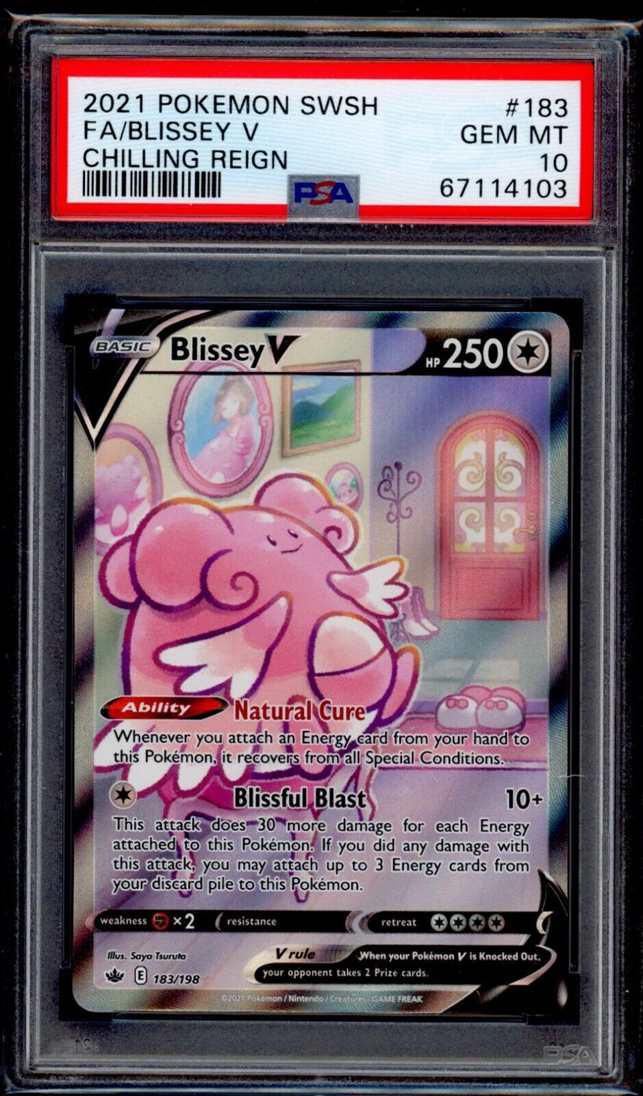 PSA 10 Blissey V 2021 Pokemon Card 183/198 Chilling Reign