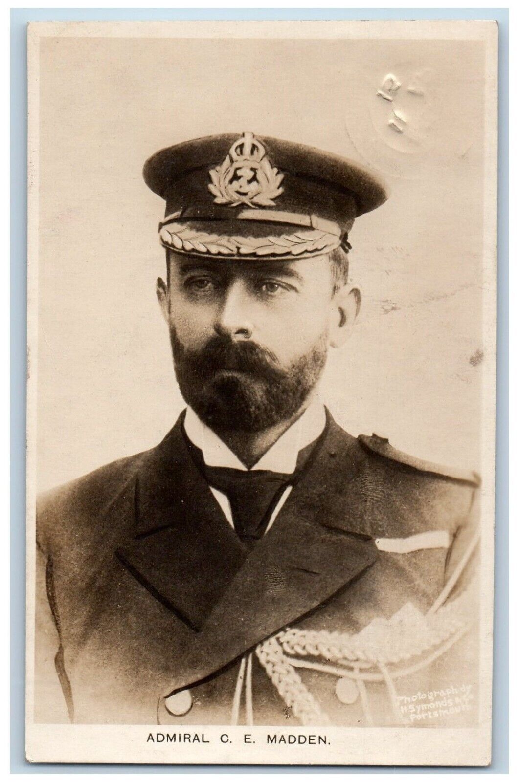 Admiral C E Madden Postcard RPPC Photo Studio Portrait HMS Iron WWI Duke Vintage