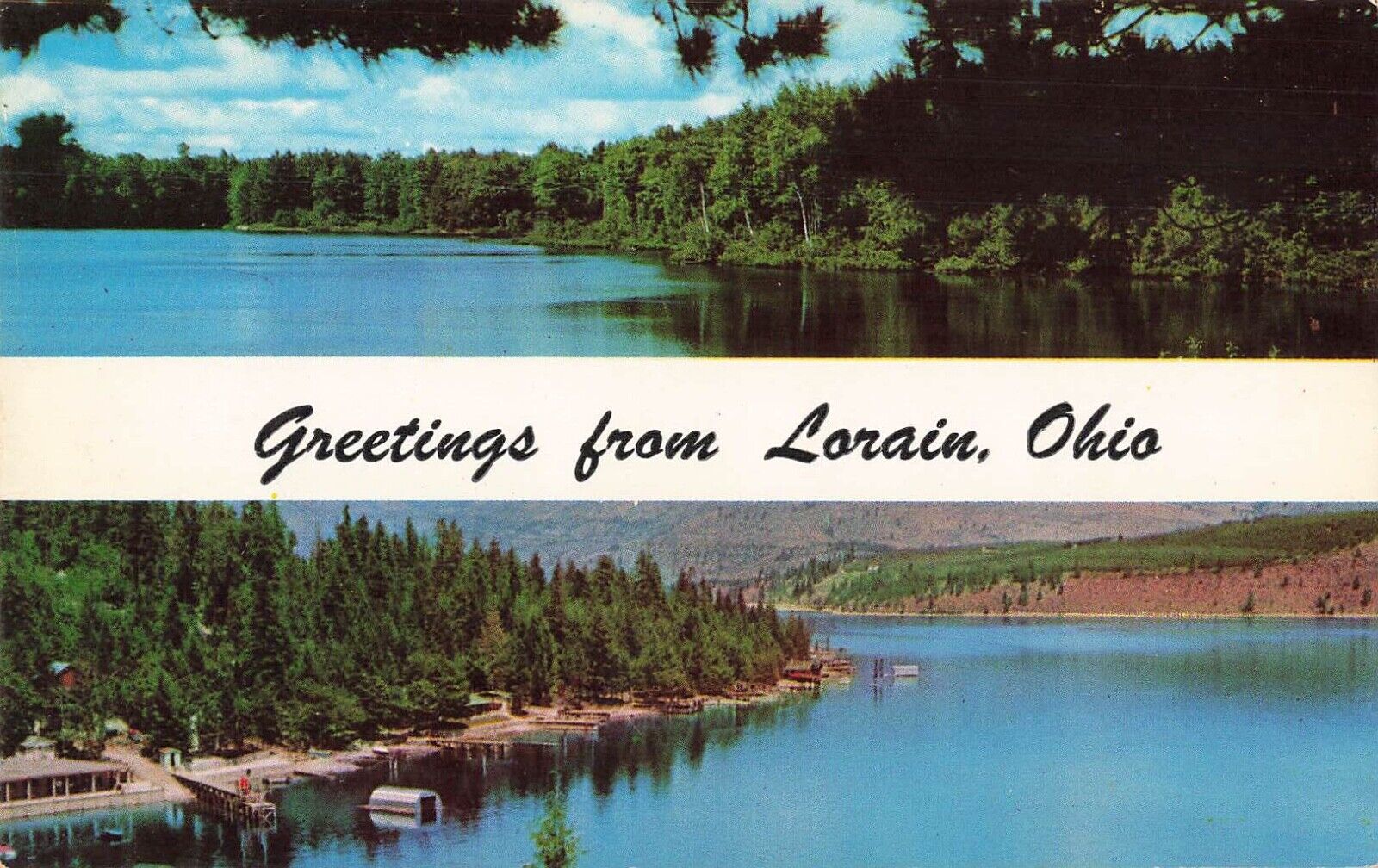 Lorain, Ohio Postcard Greetings Banner About 1959   OH5