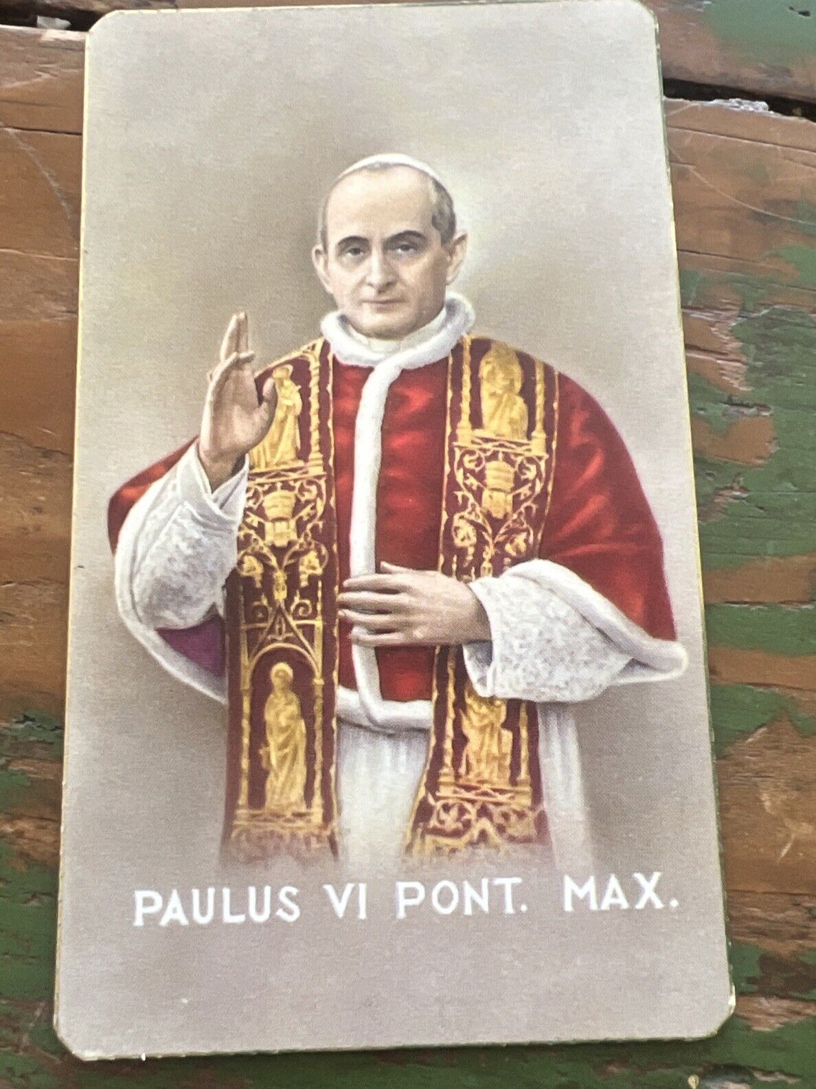 Vintage Paulus VI Pont Max Pope Paul Prayer Holy Card Printed in Italy Catholic