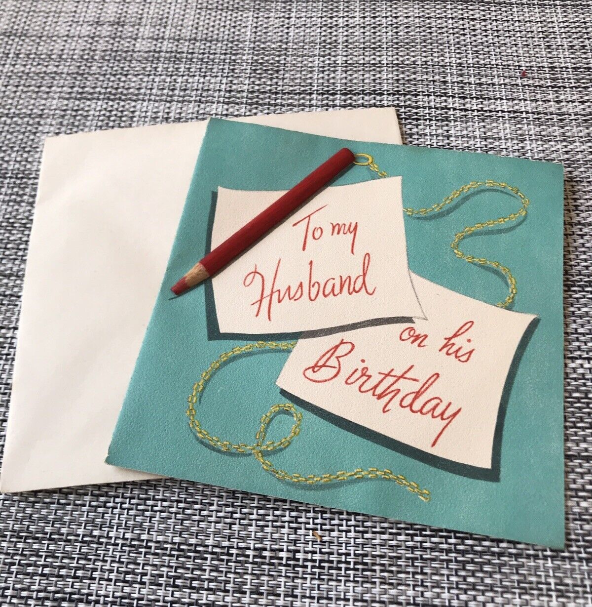Vintage Greeting Card Husband Birthday Hallmark 1945 Unsigned NOS Env
