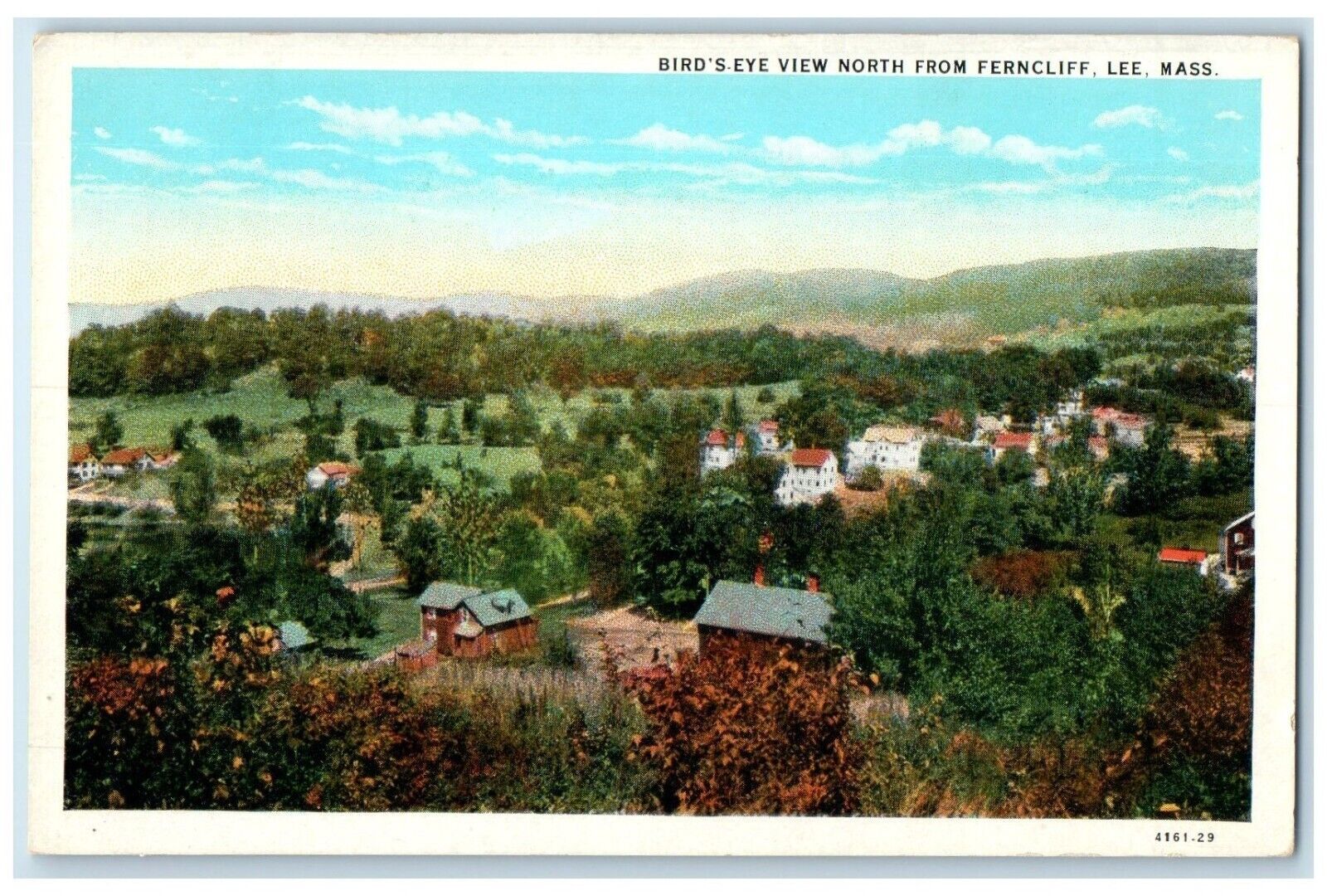c1920 Bird\'s Eye View North From Ferncliff Exterior Lee Massachusetts Postcard