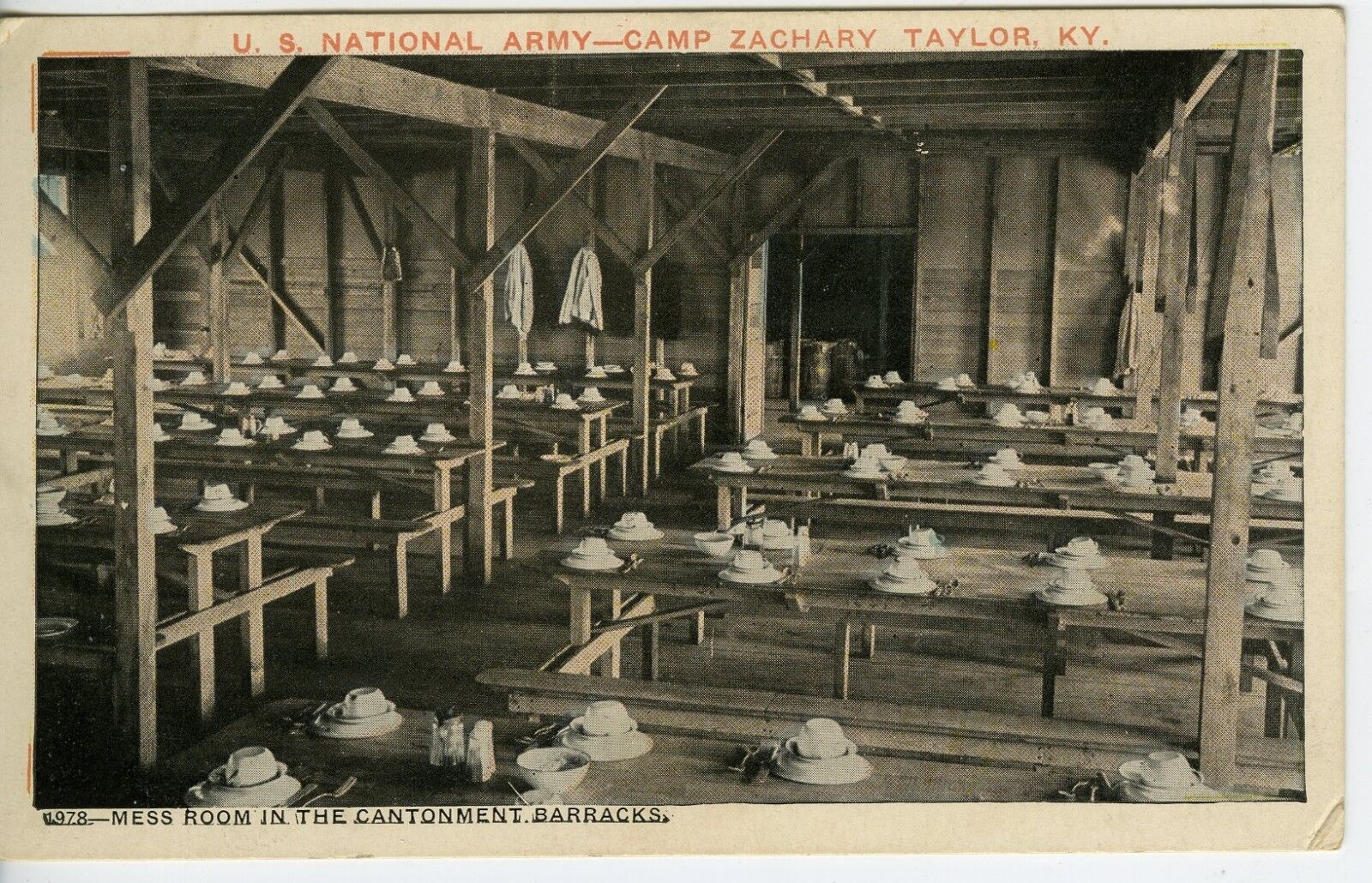 WWI U.S. National Army  Camp Zachary Taylor Mess Room 1917  Ex. Cond.