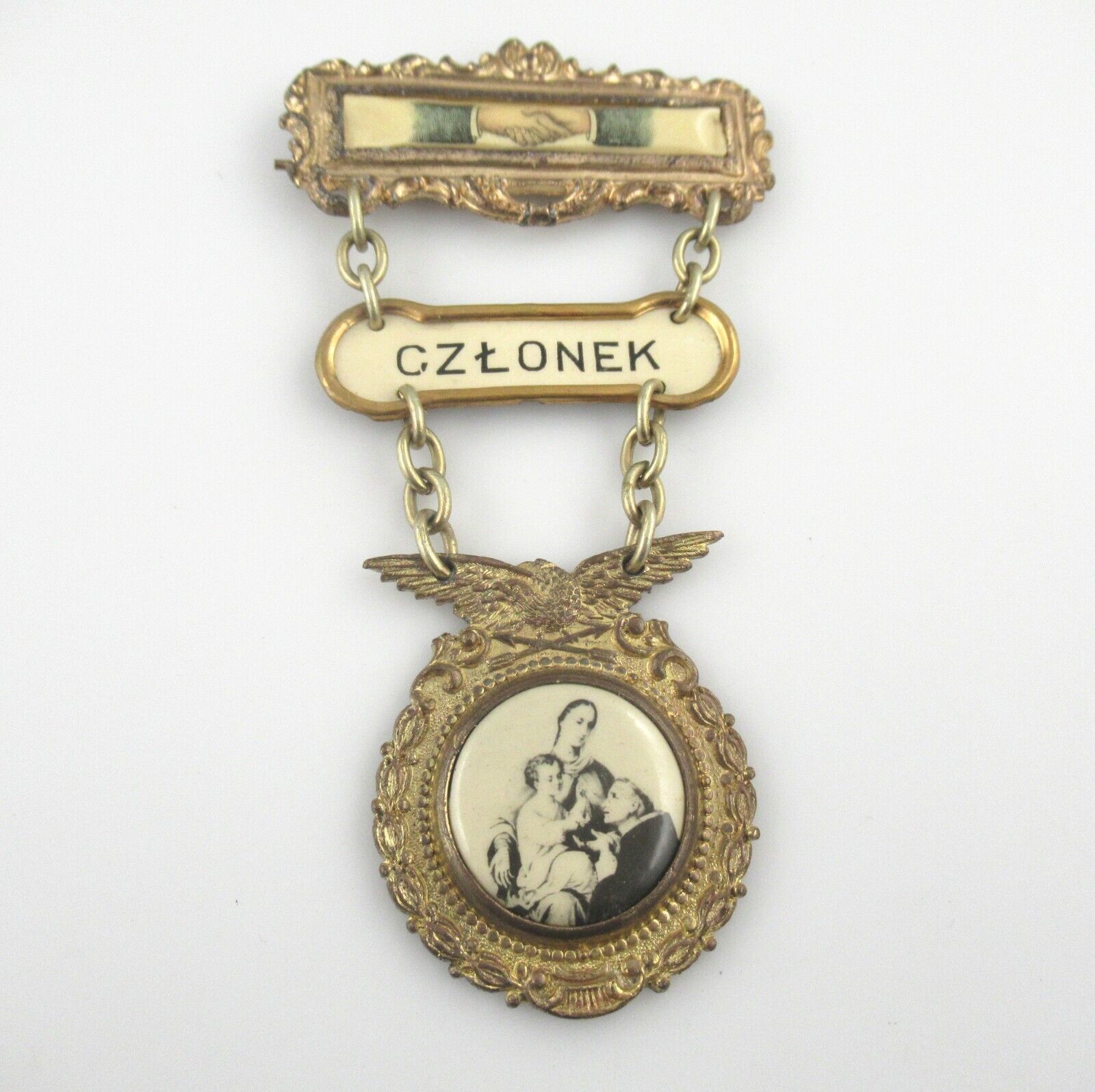 Antique Polish American Fraternal Member Badge Odznaka Członka \