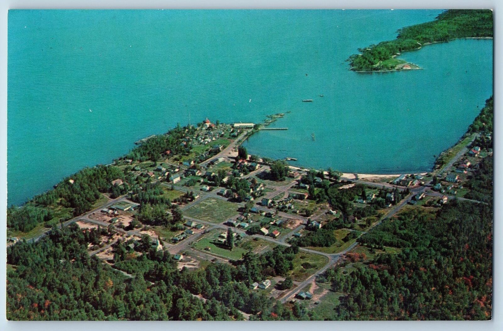 c1950's Aerial View Eagle Harbor Keweenaw County Michigan MI Vintage Postcard