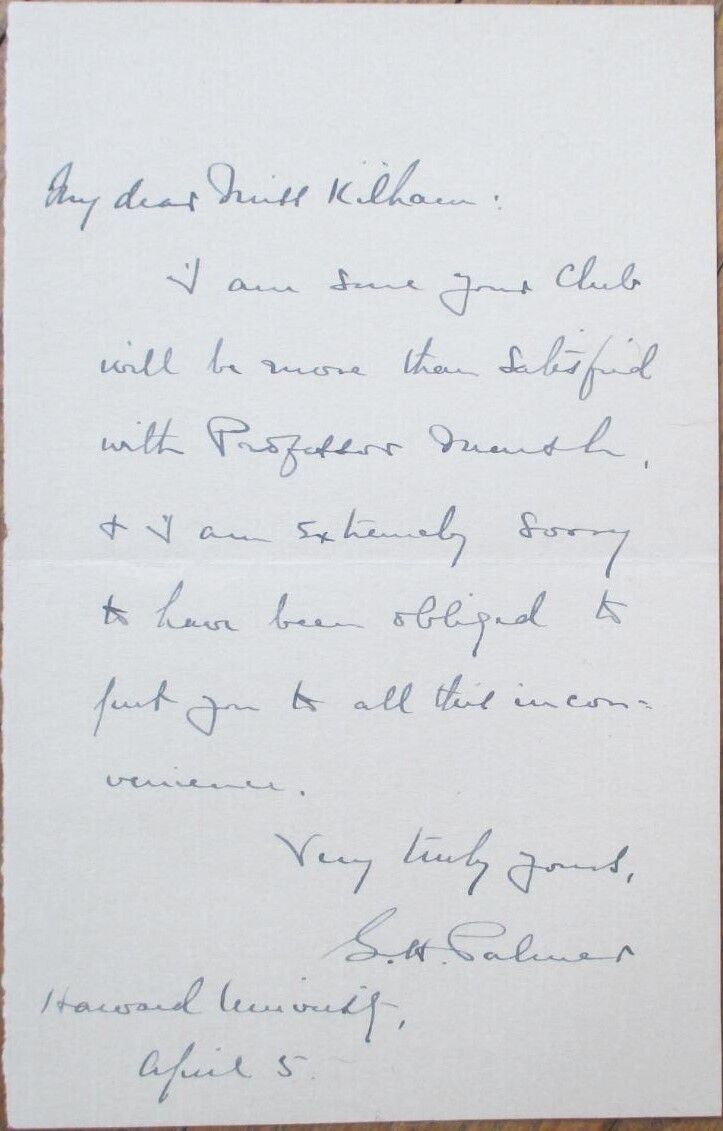 George Herbert Palmer 1914 ALS Autograph Handwritten, Harvard Scholar Author