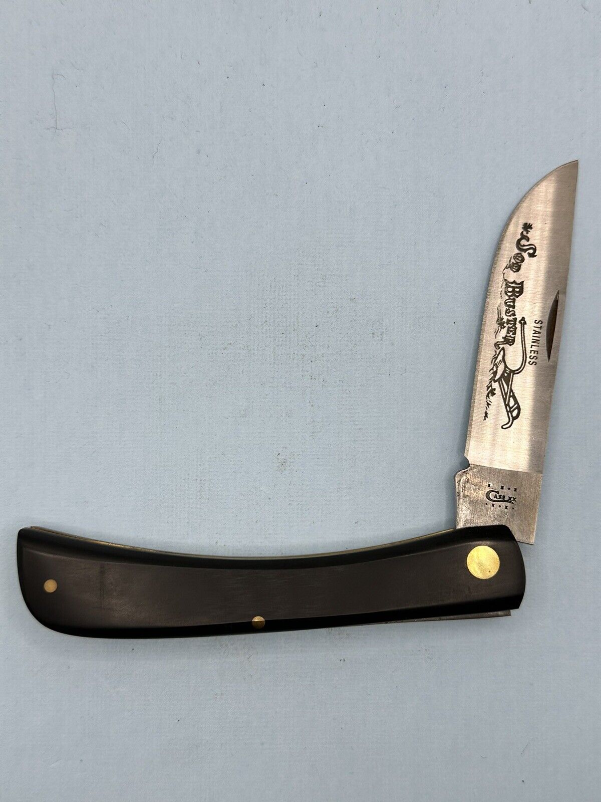 Vintage Case Cutlery Sod Buster Black Derlin Handle Knife Made In USA