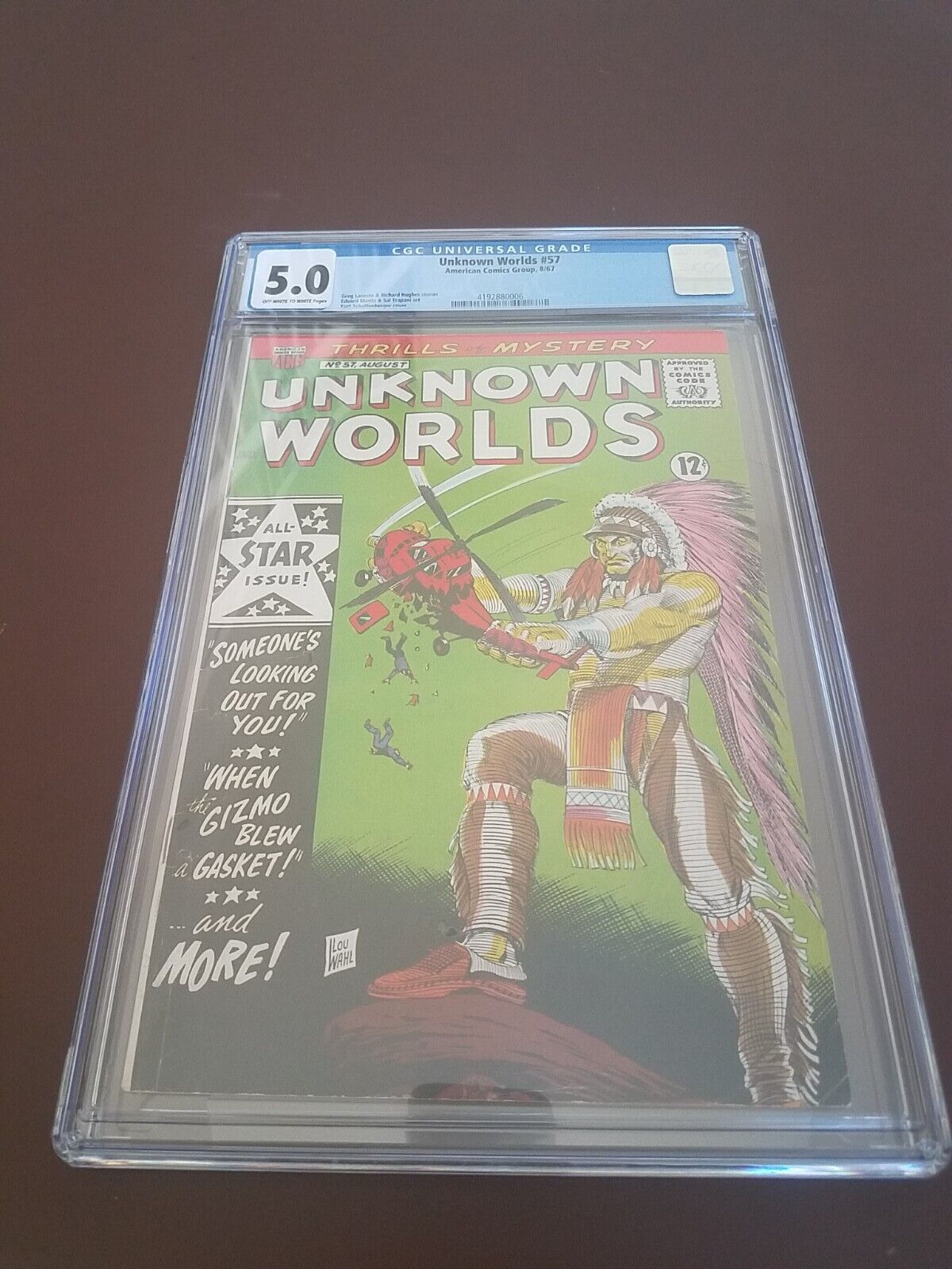 Unknown Worlds #57 1967 CGC 5.0 Final Issue In Series Giant Indian 