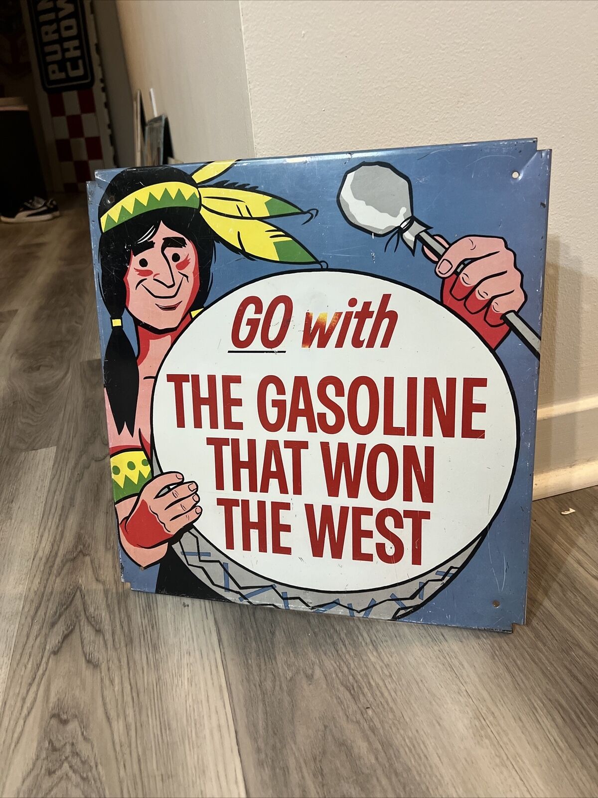 c.1960s Original Vintage Phillips 66 Gas Sign Metal  Gasoline That Won The West