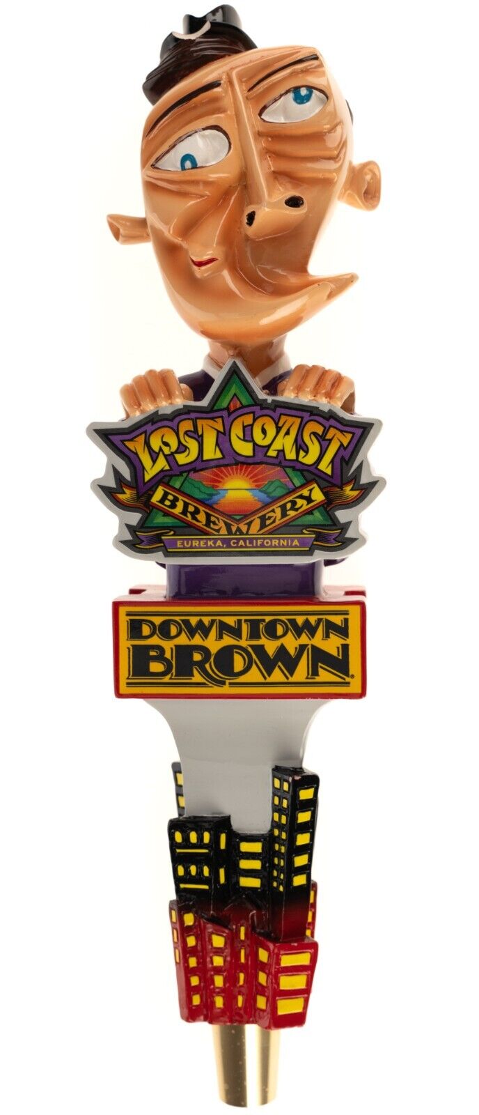 Chipped Lost Coast Brewery Downtown Brown Beer Tap Handle Knob Pull 420g 12in