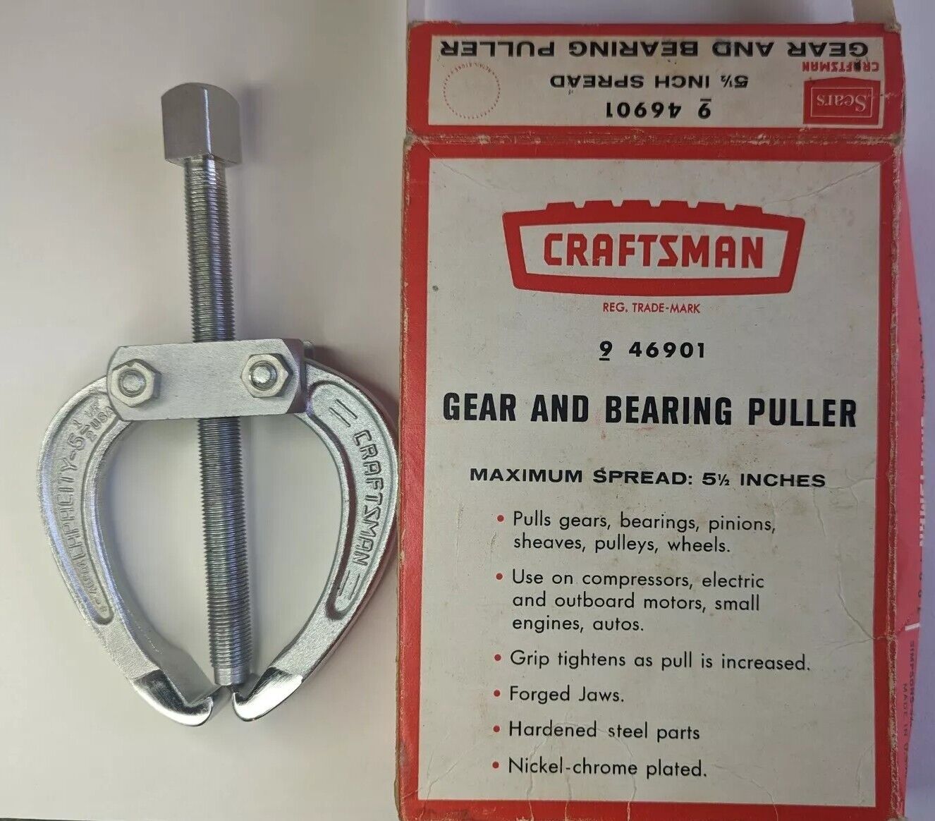 Vintage Sears Craftsman 9-46901 Two Jaw Gear And Bearing Puller