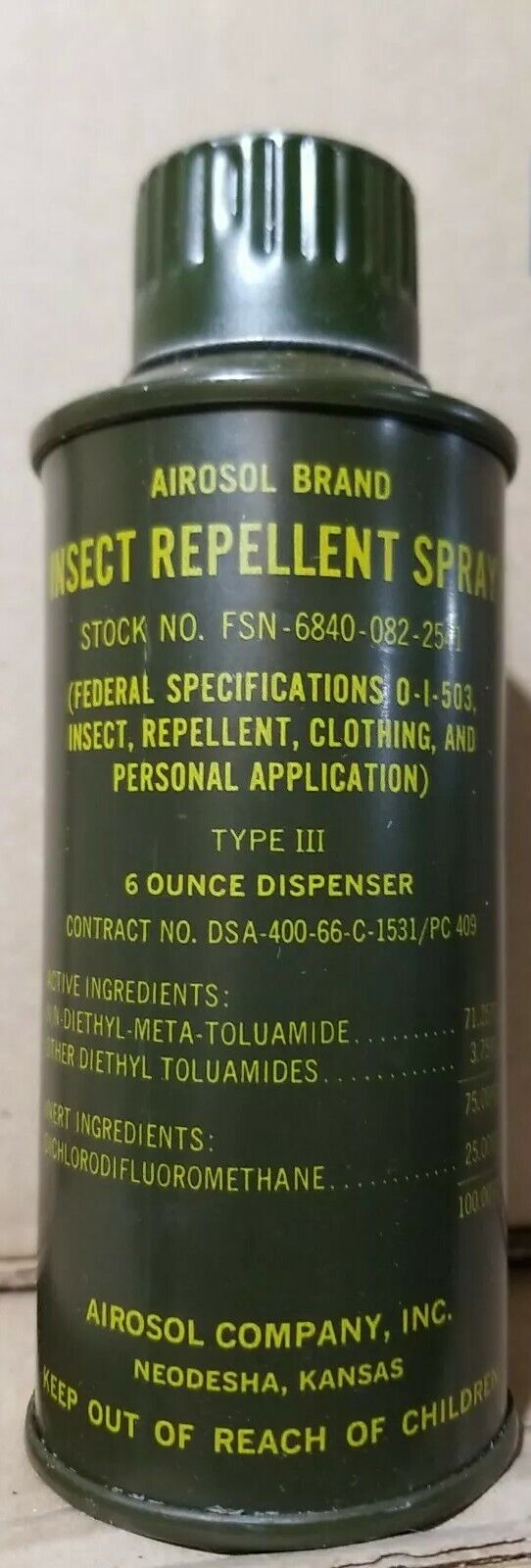 Vietnam USGI Insect Repellent Spray Type III 1966 