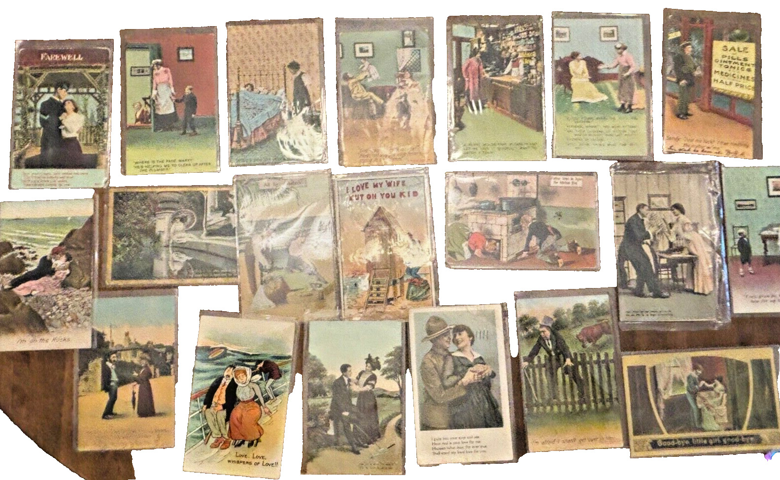 Postcard Lot 20 Love Men Women Humor Used & Unused Early 1900s