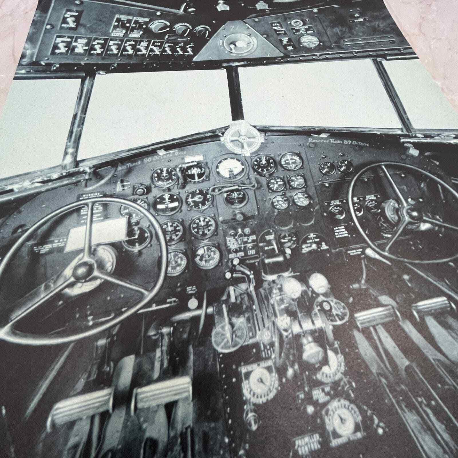 Cockpit of a DC-3 Flagship Airplane Vintage Print 9x12 FL6-4