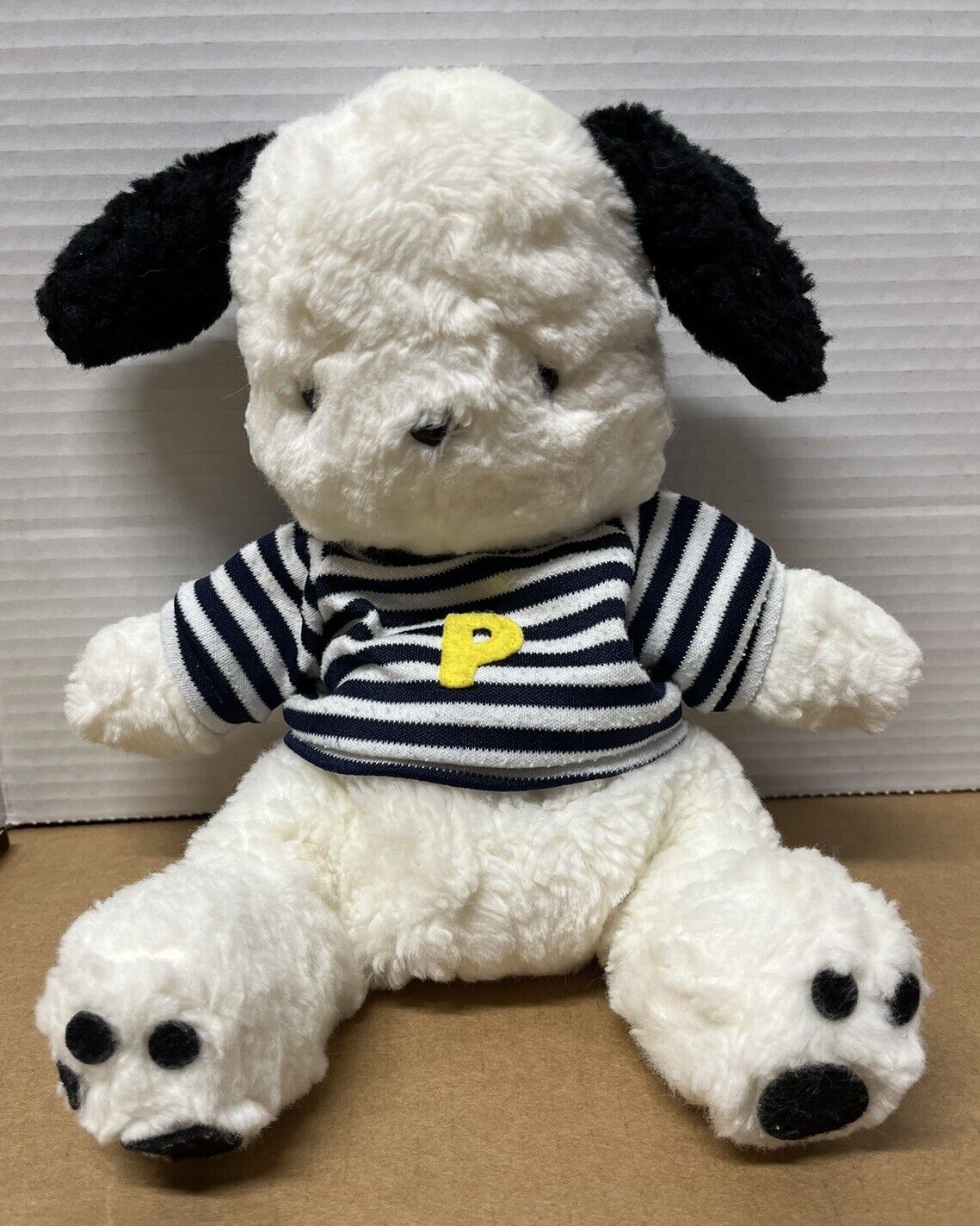 Vintage Pochacco Sanrio Hello Kitty 1996 Plush Soft Dog Striped Shirt “P”12” HTF