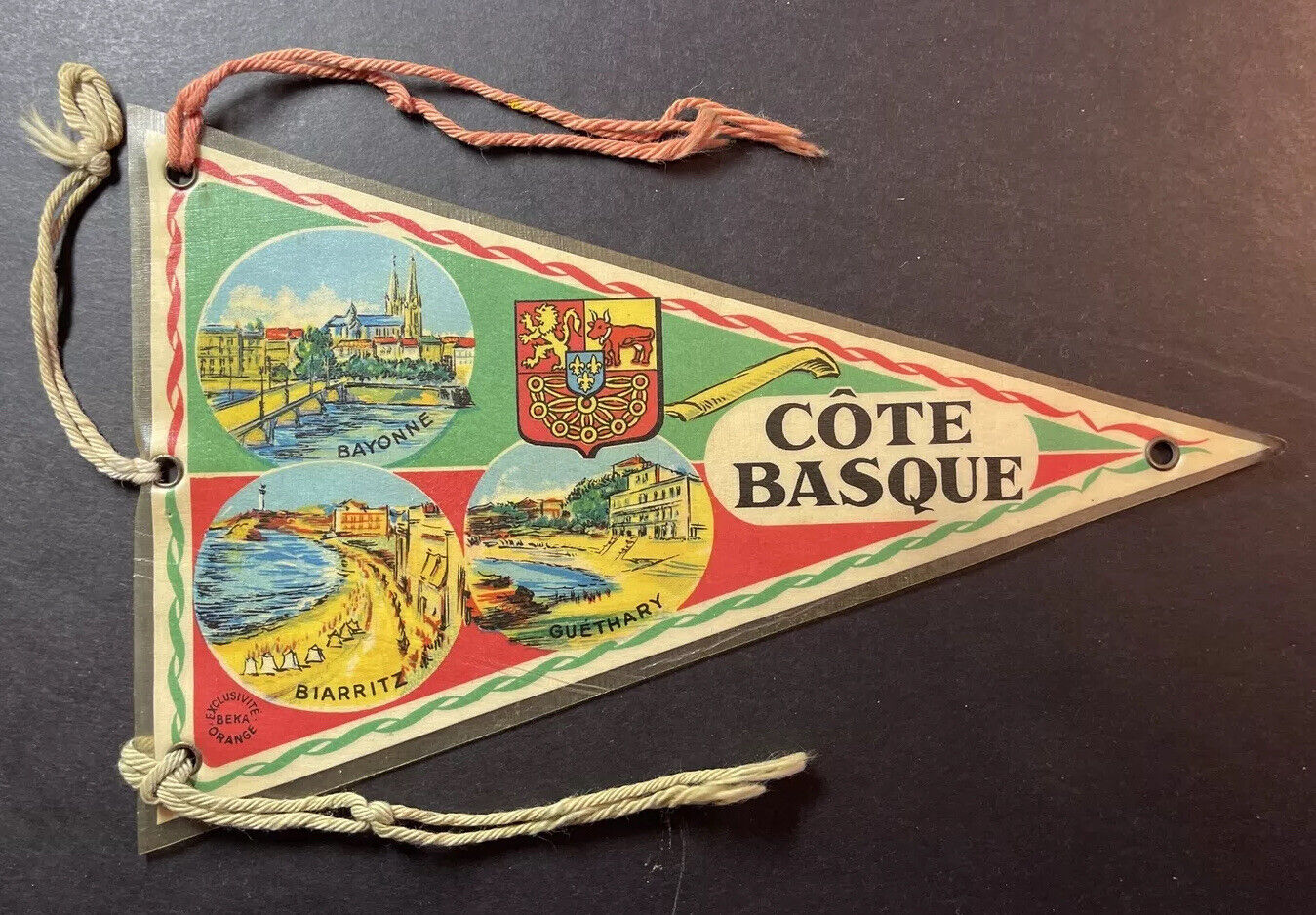 Cote Basque paper laminated travel pennant 5.5 x 9 France Basque Country