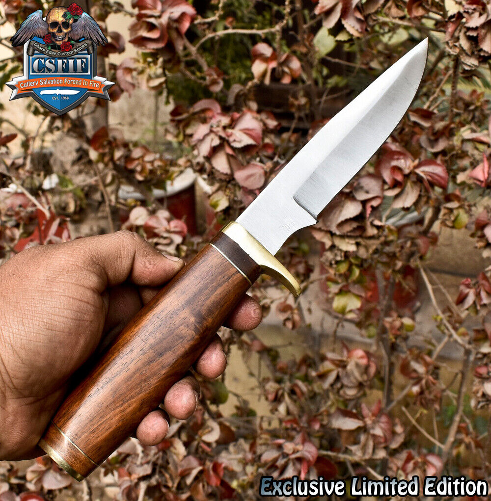 CSFIF Handmade Hunting Skinner Knife AUS-8 Steel Walnut Wood Hiking