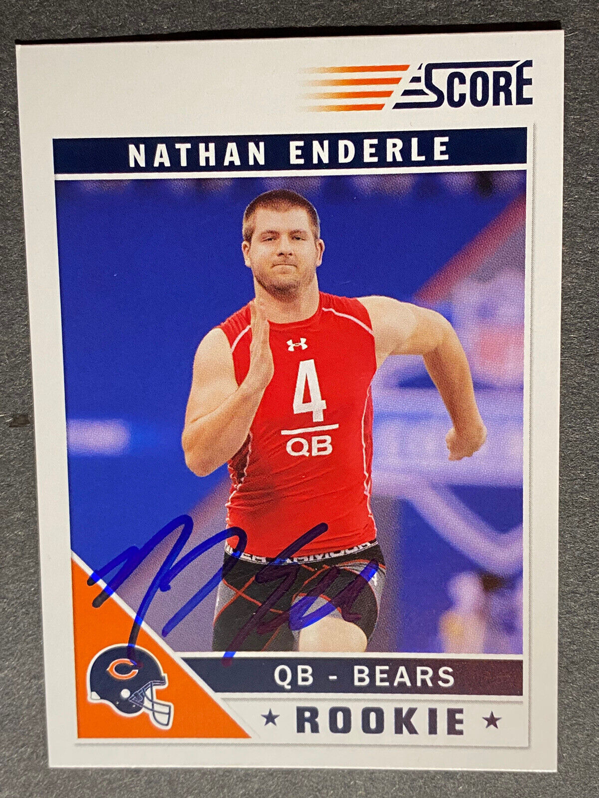 2011 NATHAN ENDERLE SIGNED SCORE CHICAGO BEARS CARD, COA  (F08)