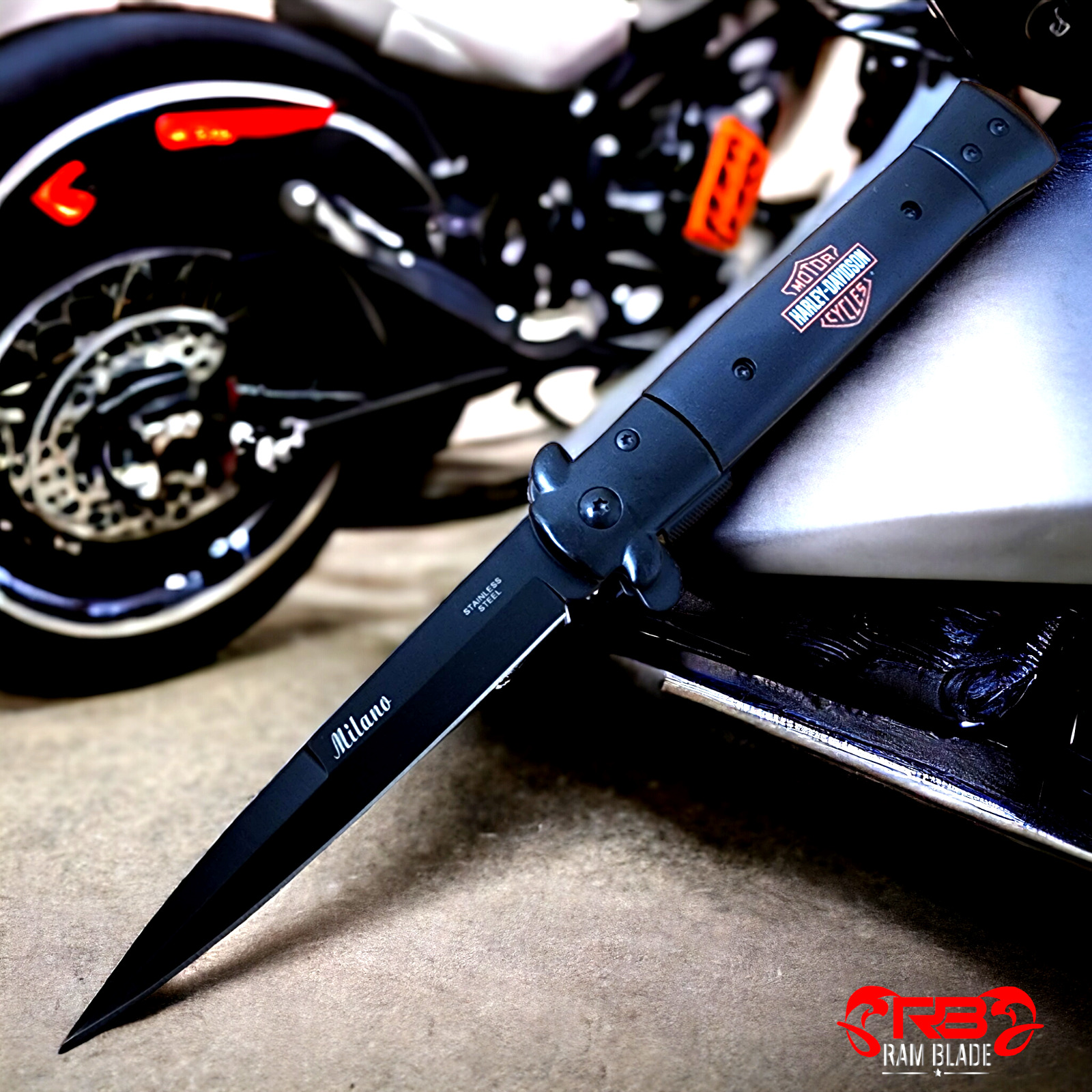 Black Harley Davidson Tactical Spring Assisted Open Blade Folding Pocket Knife