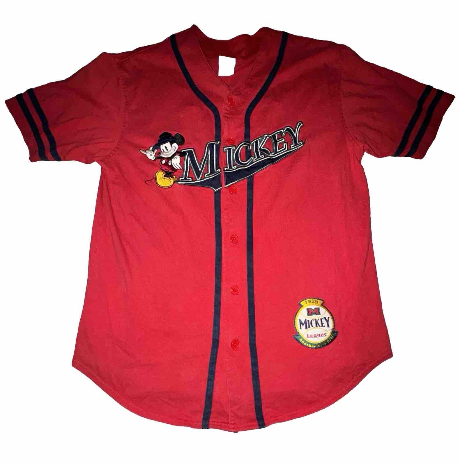 The Disney Store Mickey Mouse Embroidered Baseball Jersey Button  Down Adult Lrg