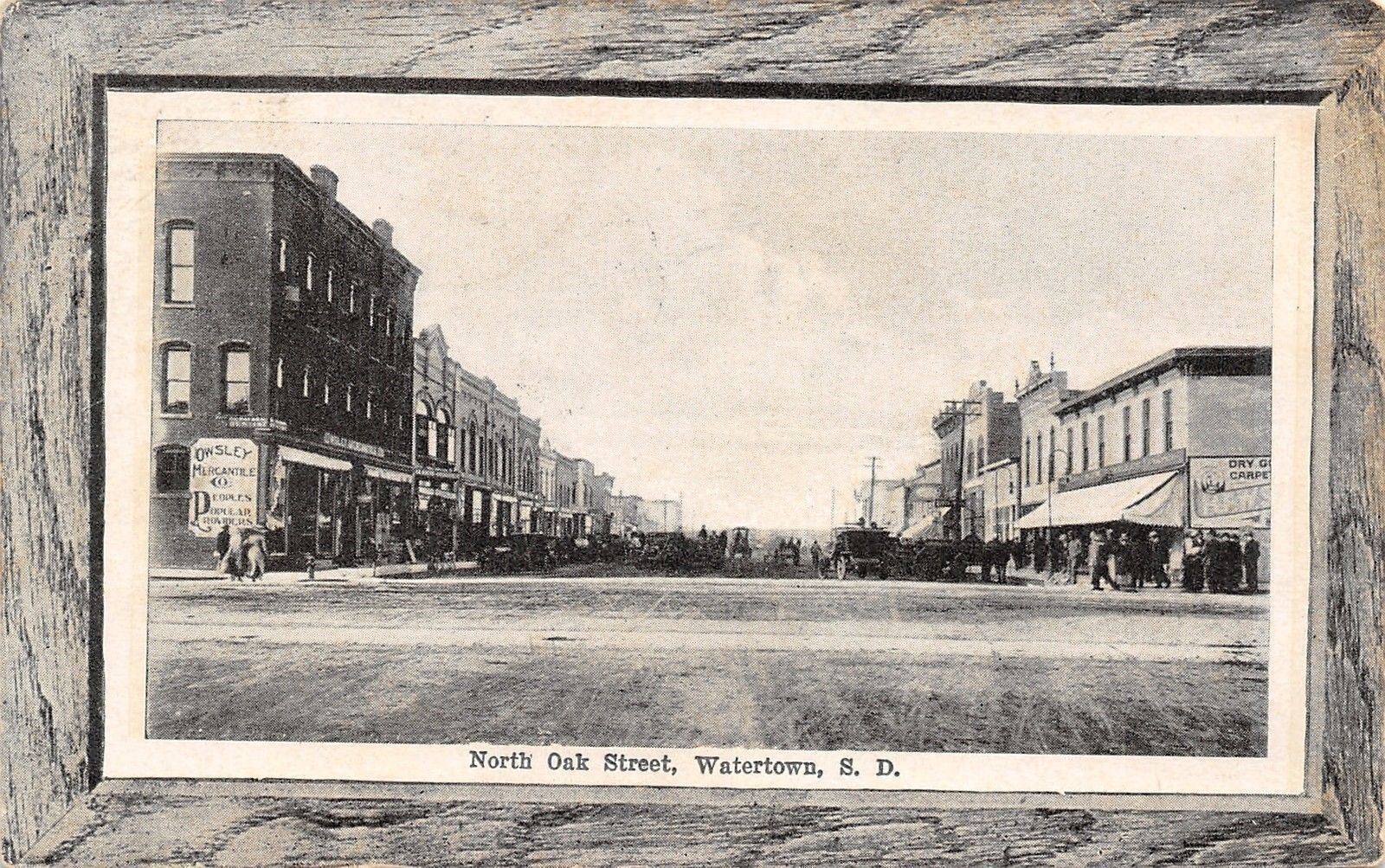 Watertown South Dakota~North Oak Street~Owsley Merchantile Co~1912 B&W Postcard