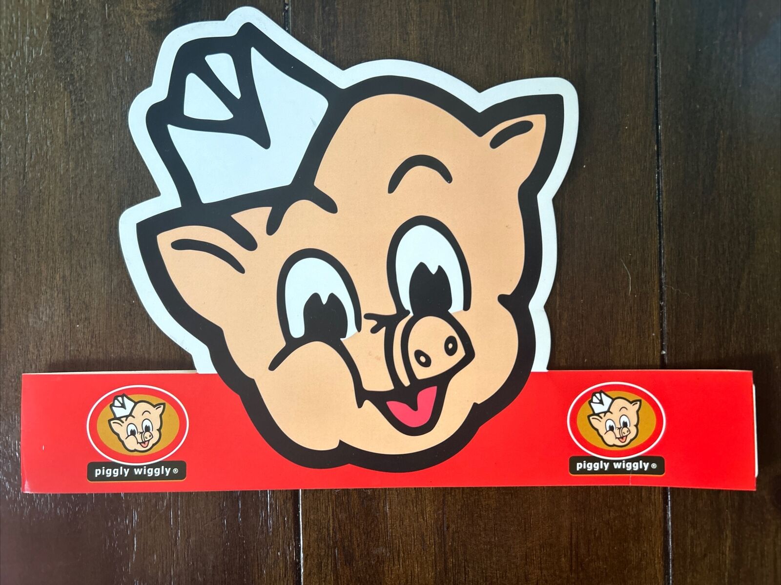 Rare Vintage Piggly Wiggly Advertising Pig Paper Hat Grocery Store Market 90s