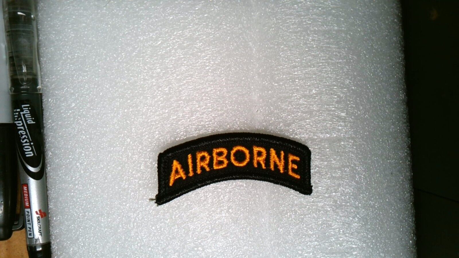 GENUINE MILITARY PATCH SEW ON US ARMY AIRBORNE TAB GOLD ON BLACK