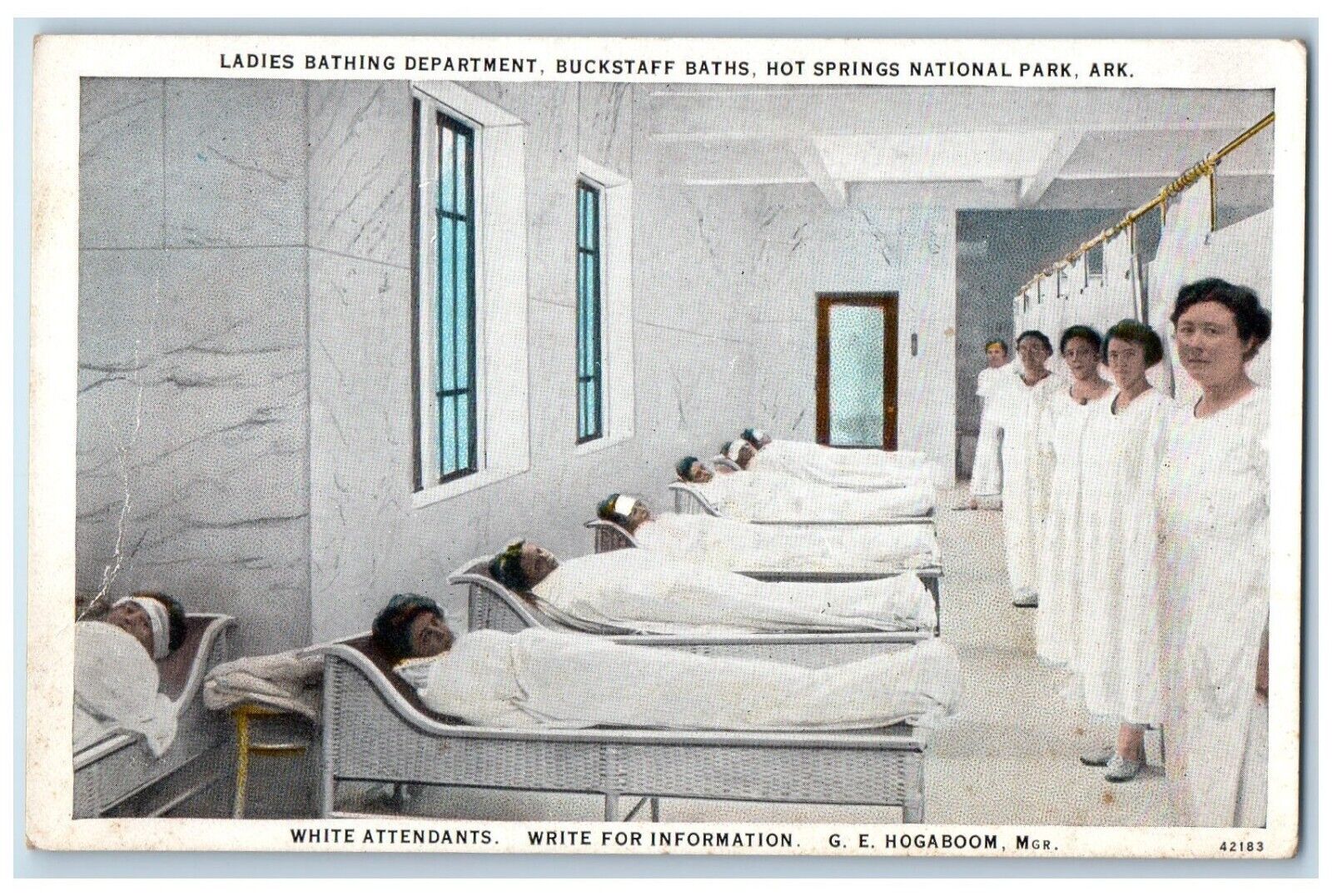 c1930\'s Ladies Bathing Department Buckstaff Baths White Attendants Postcard