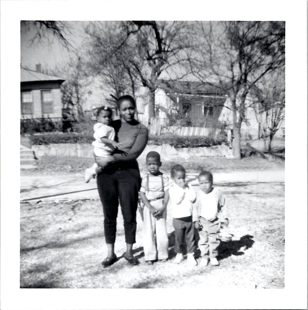 African American Beautiful Wide Hips Black Mom Children Sons 1960s Vintage Photo