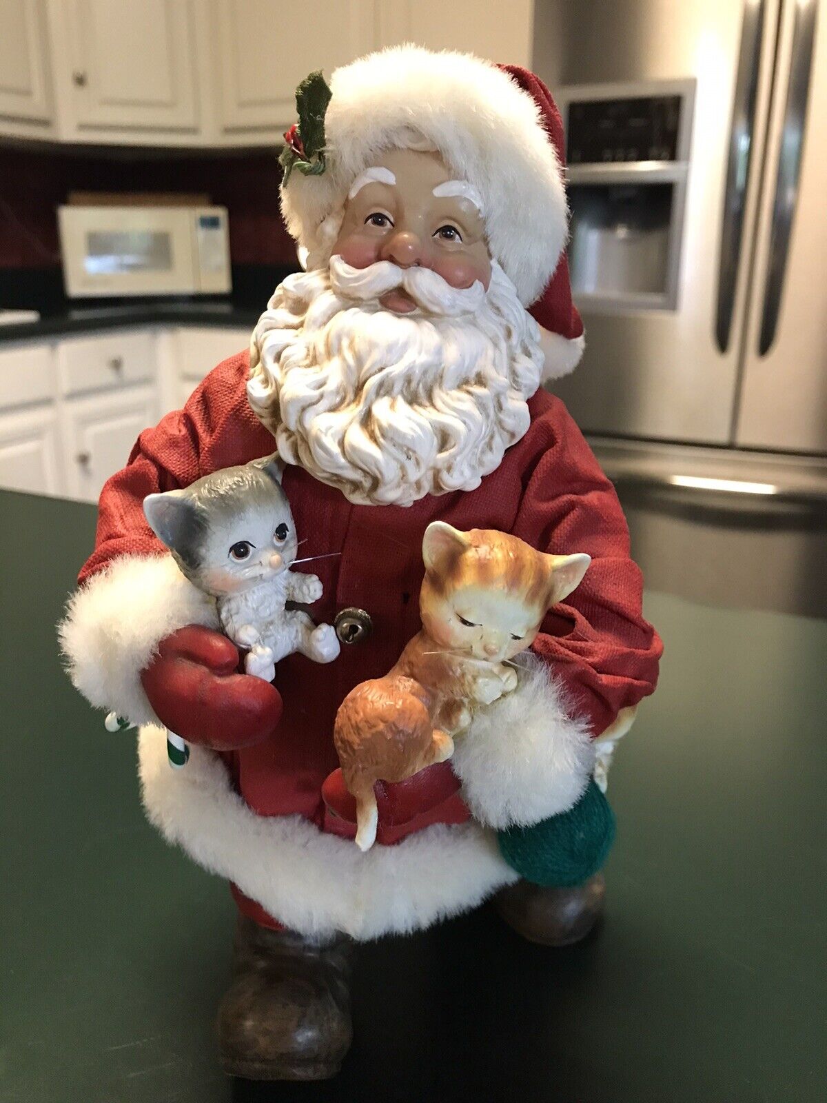 Kurt Adler Santa With Kittens Vintage Fabriche Figurine 9.5\