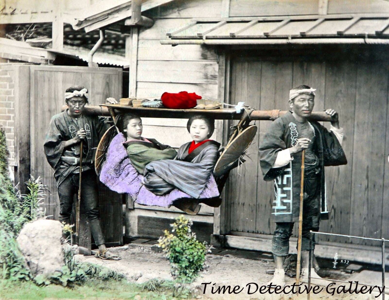 Women Being Carried in a Kago, Japan - 1880s - Historic Photo Print