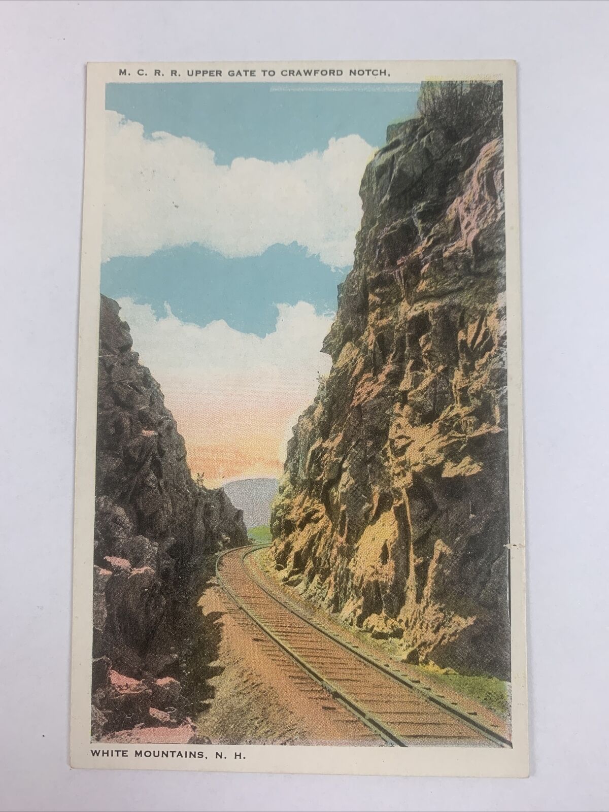 Postcard New Hampshire White Mountains Crawford Notch Main Central Railroad