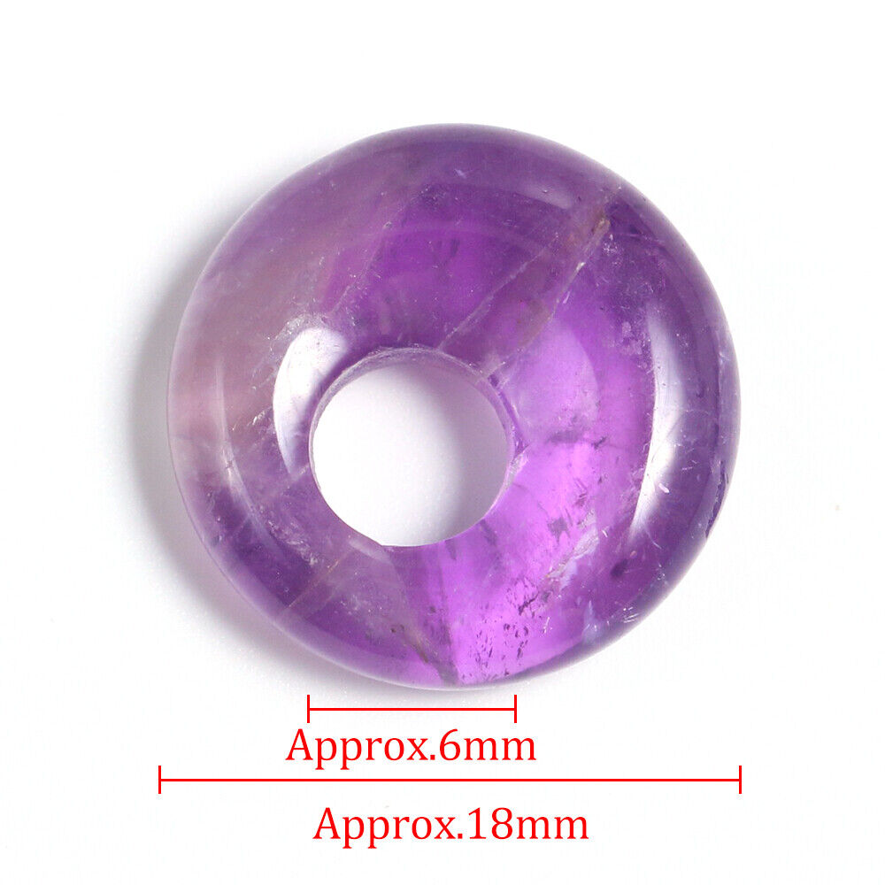 18mm Natural Stone Donut Charm Crystal Round Bead Pendant For Jewelry Making