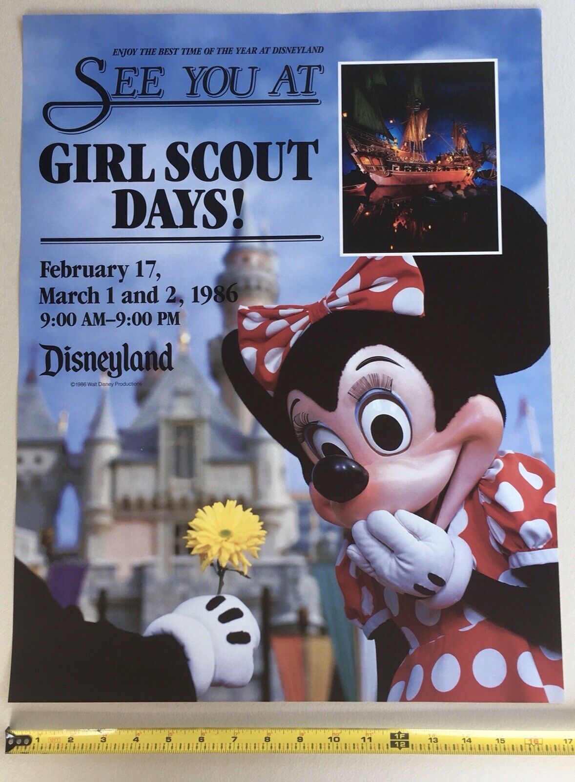 Rare 1986 Disneyland See You At Girl Scout Days Poster- Excellent Condition