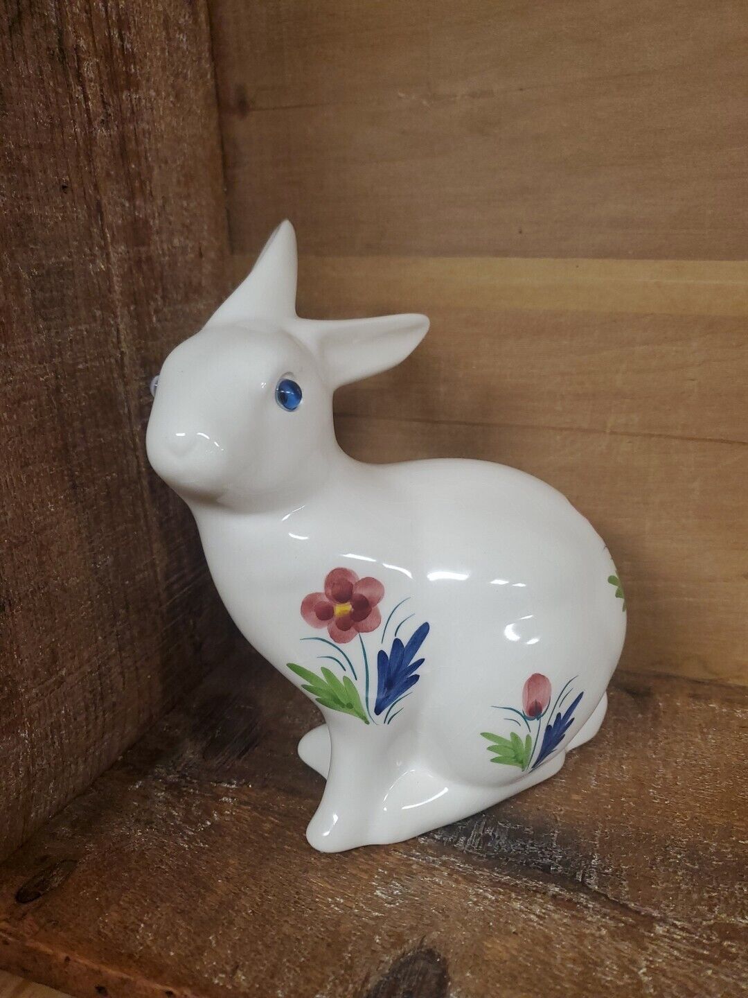 Vintage Elpa Alcobaca Bunny Rabbit Portugal Floral Ceramic