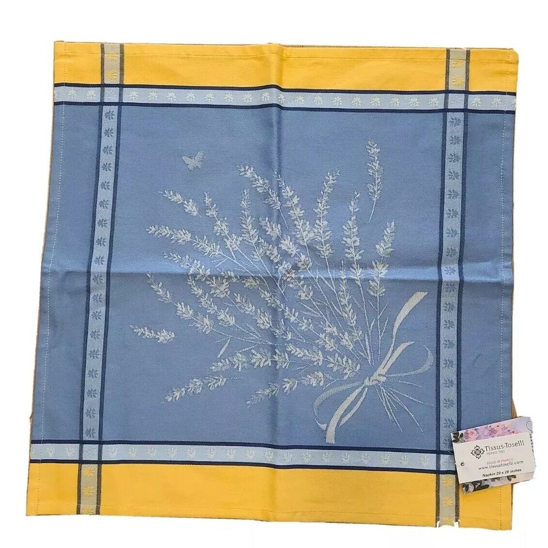 100% Cotton Blue Floral Print Fabric Napkin 20\