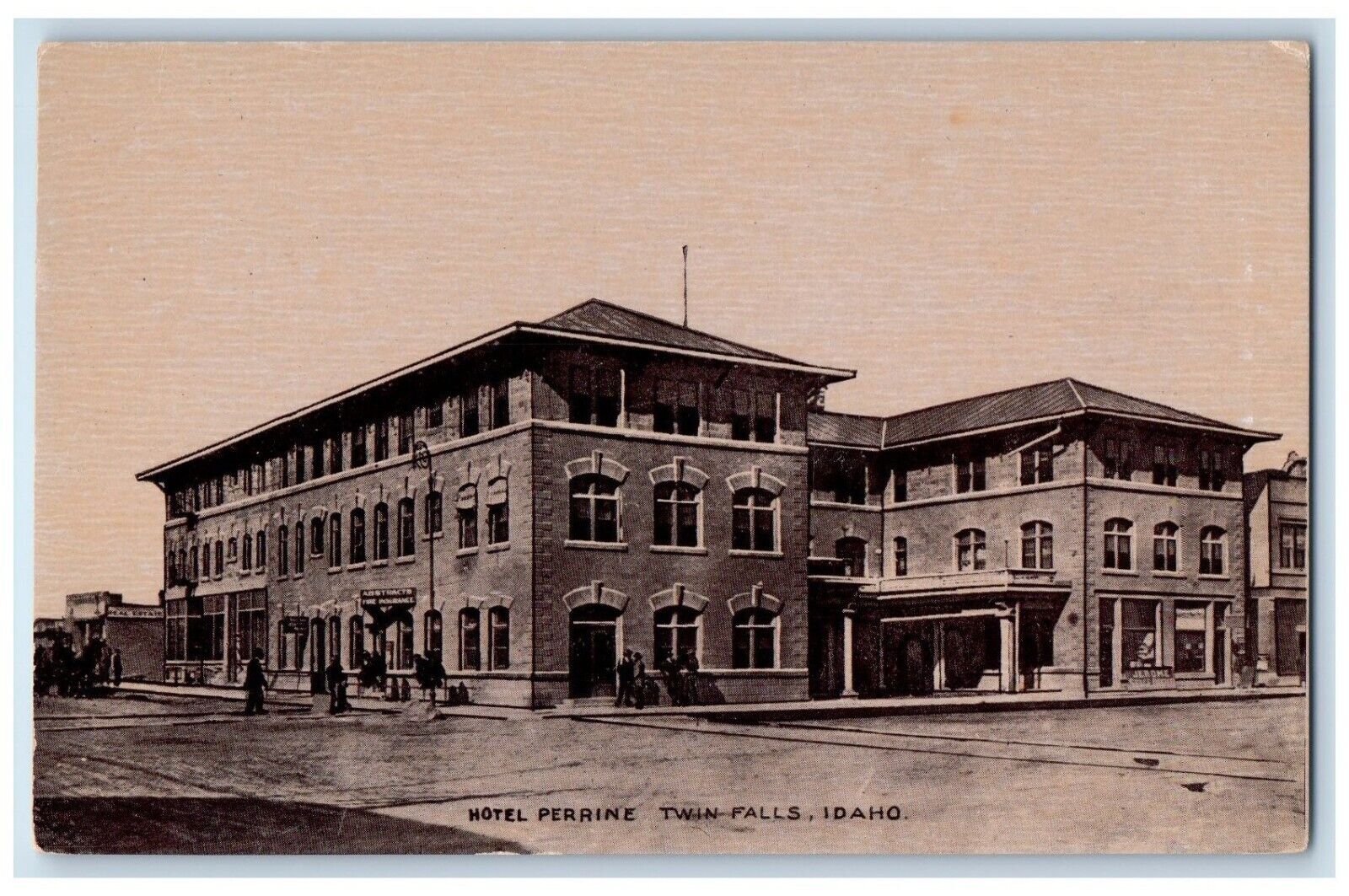 Twin Falls Idaho ID Postcard Hotel Perrine Exterior View Building c1910 Antique