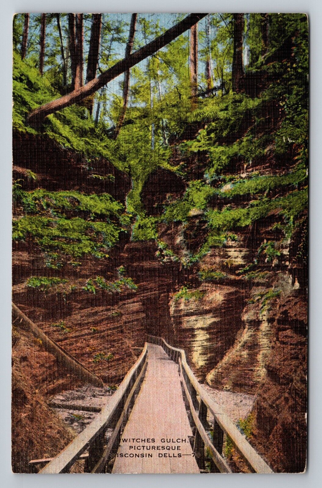 Witches Gulch Picturesque Wisconsin Dells Vintage Unposted Linen
