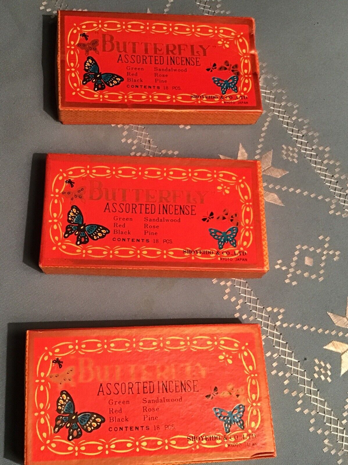 Nice Lot 3 Boxes Vintage 60’s Butterfly Assorted Incense Kyoto Japan